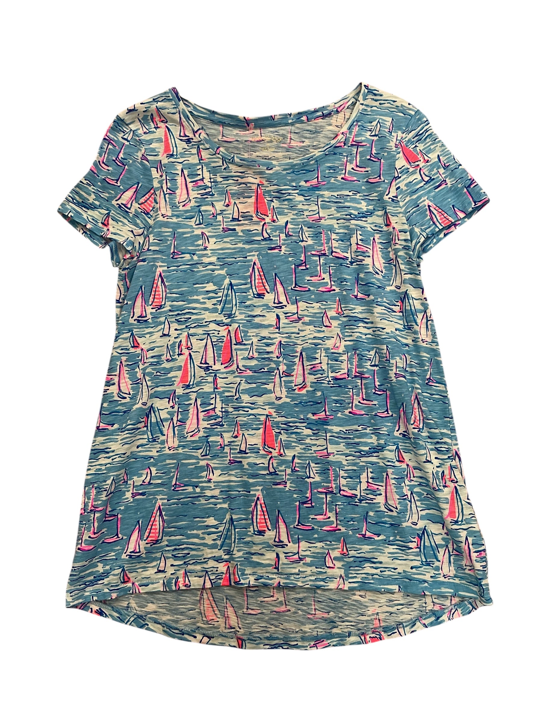 Lilly Pulitzer Etta Scoopneck Top Zanzibar Blue Boatylicious - Size S