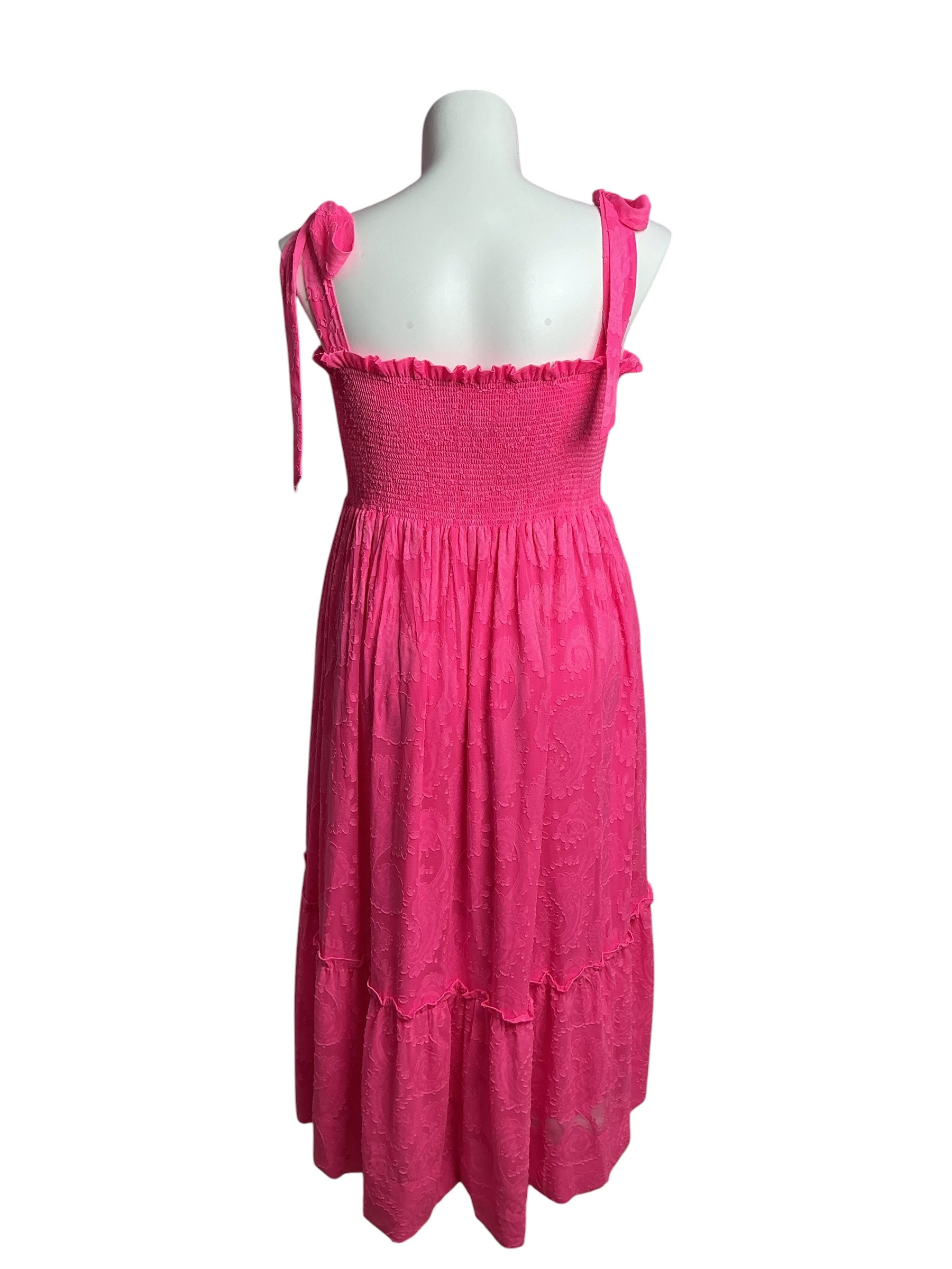 Lilly Pulitzer- Rivera Midi Dress Cockatoo Pink Tangerine Dream Poly Clip Size XL