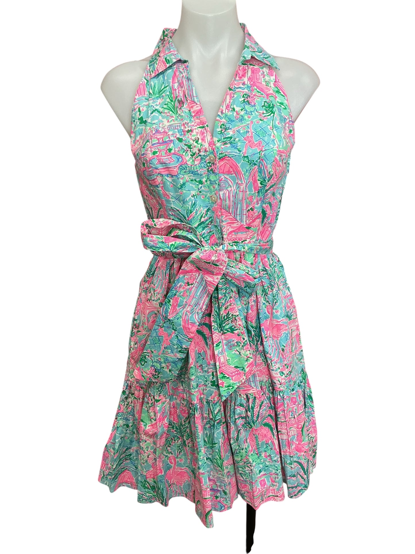 Lilly Pulitzer Trisha Stretch Shirtdress Bali Blue Spotted On Worth - Size 00