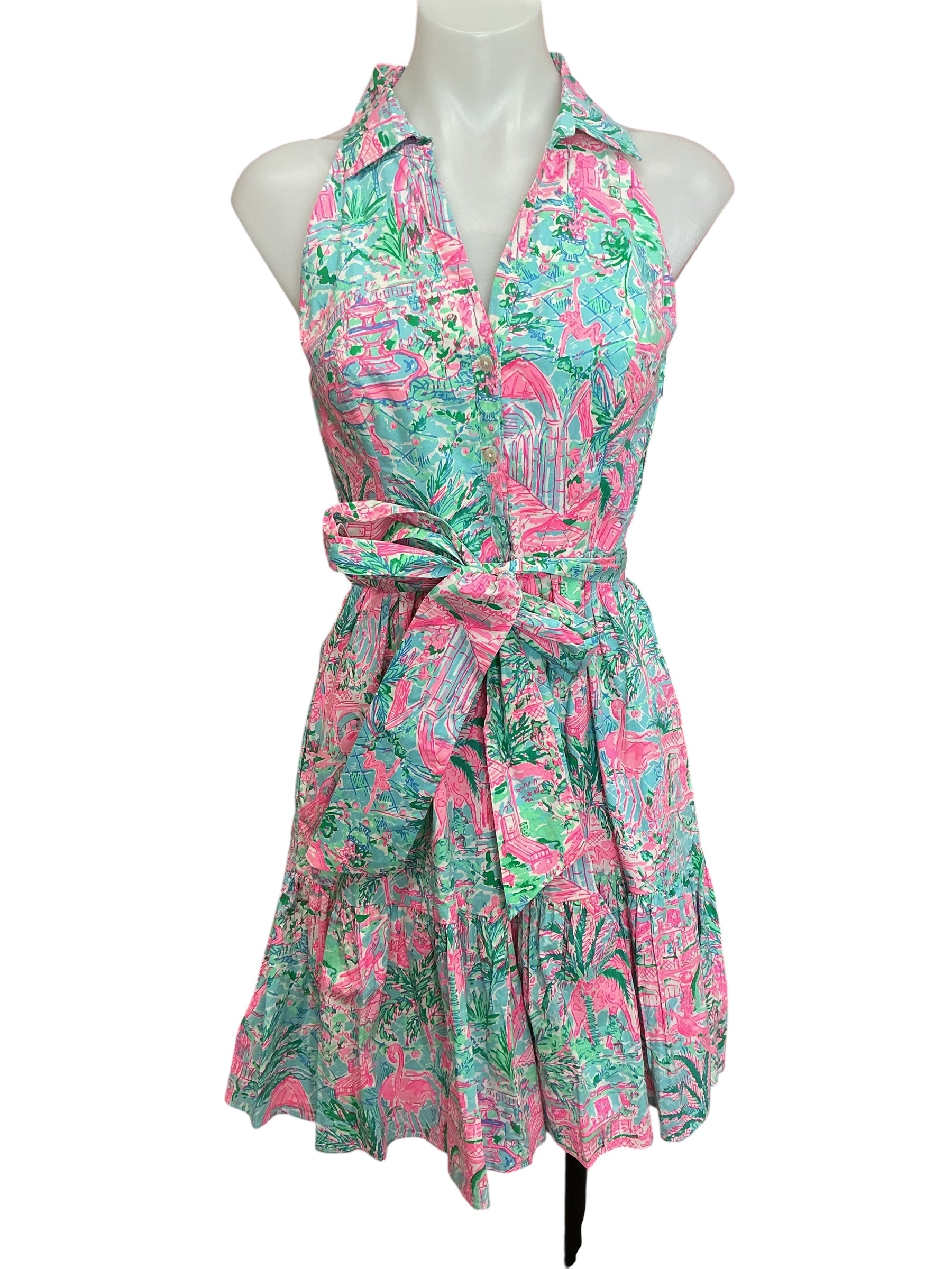 Lilly Pulitzer Trisha Stretch Shirtdress Bali Blue Spotted On Worth - Size 00