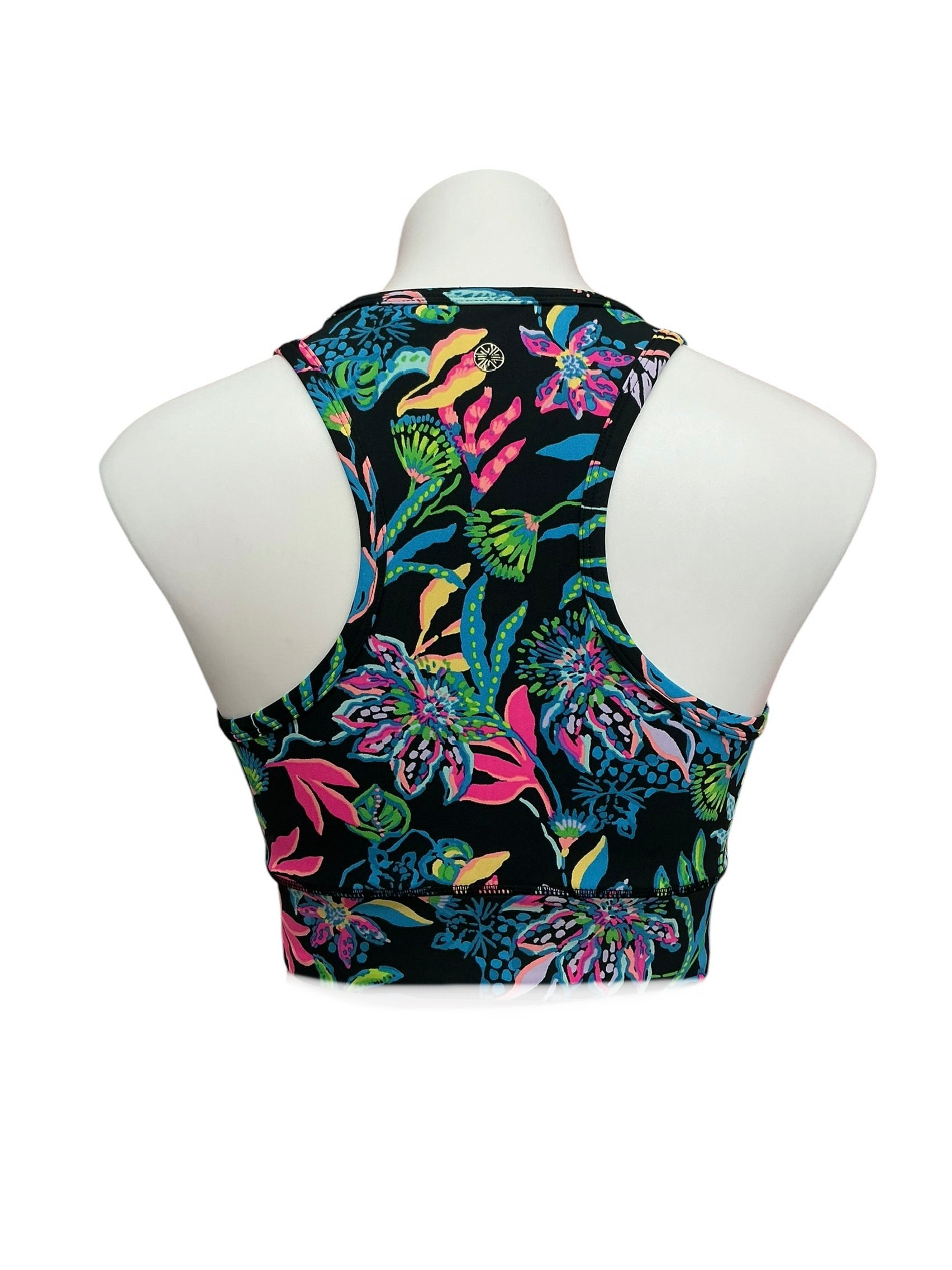 Lilly Pulitzer Somerset Sports Bra Top Onyx Black Paradise Glow Engineered - Size M