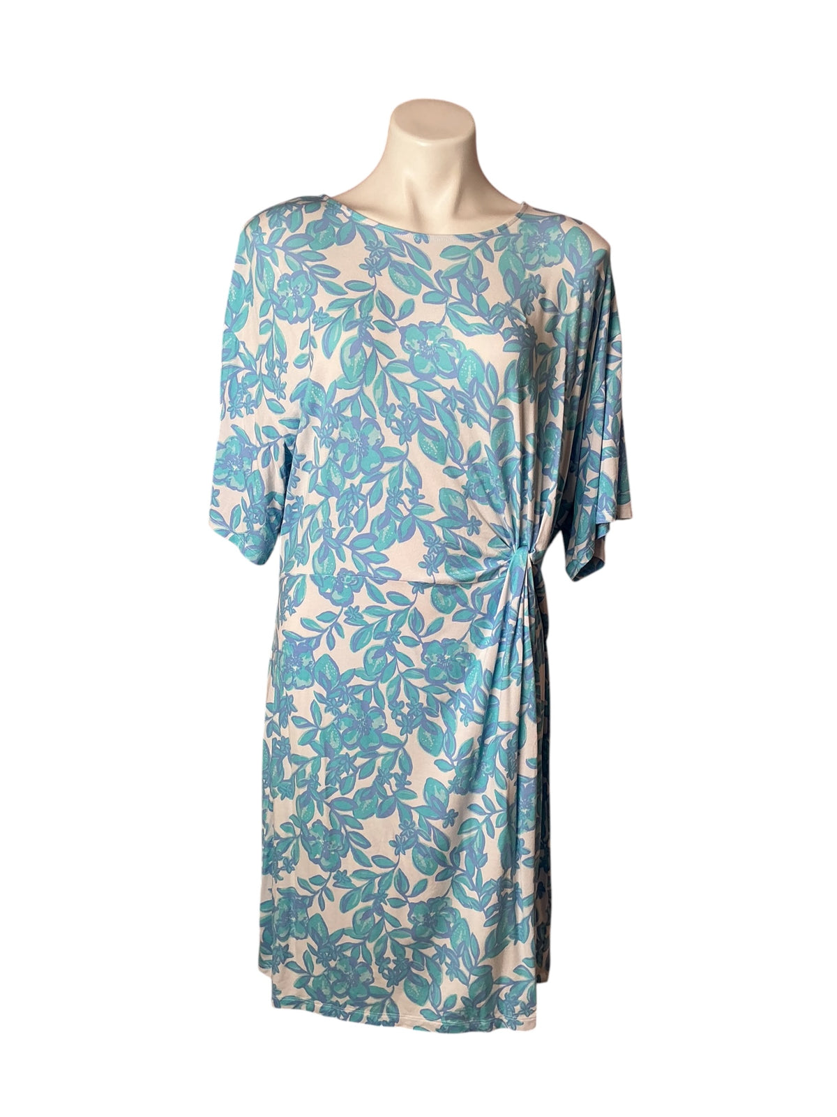 Lilly Pulitzer Etta Short Sleeve V-Neck T-Shirt Dress Blue Peri The Turtle Package - Size XL