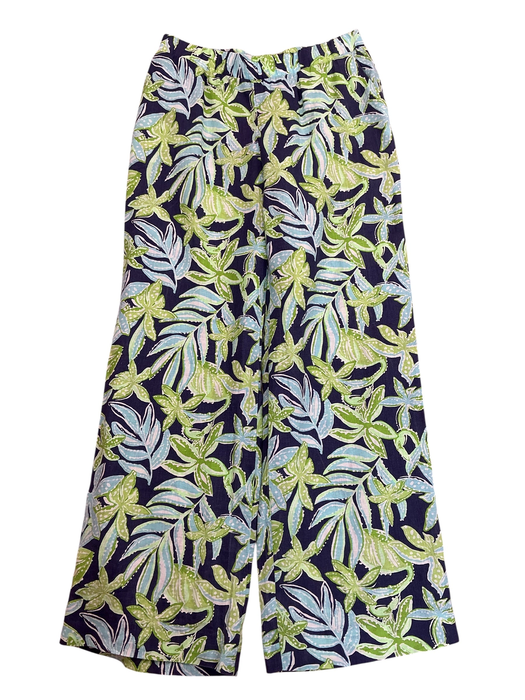 Lilly Pulitzer 31” Daylen Linen Palazzo Pants Sapphire Pool Tropical Tango - Size S