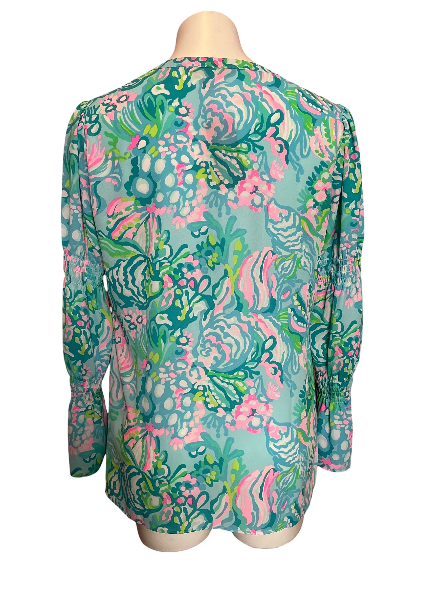 Lilly Pulitzer Maritza Top Aqua La Vista Blue Ibiza - Size M