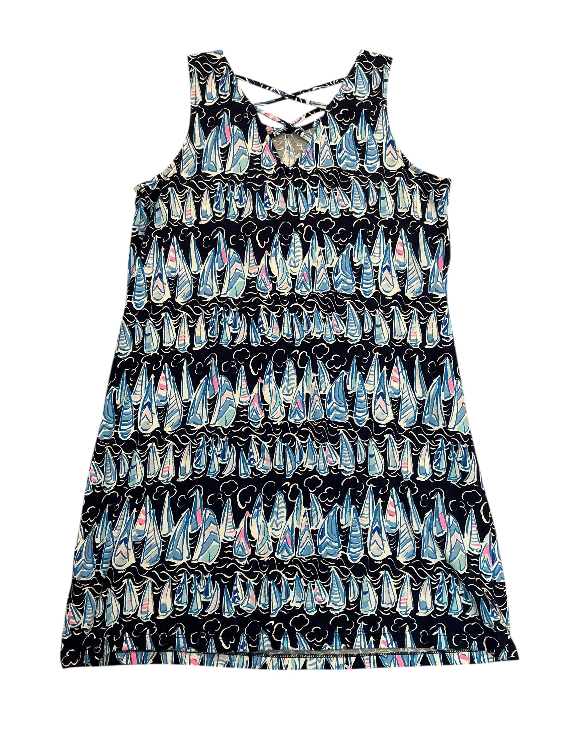 Lilly Pulitzer Girls Kristen Swing Dress Low Tide Navy Sails And Stripes - Size XL 12-14