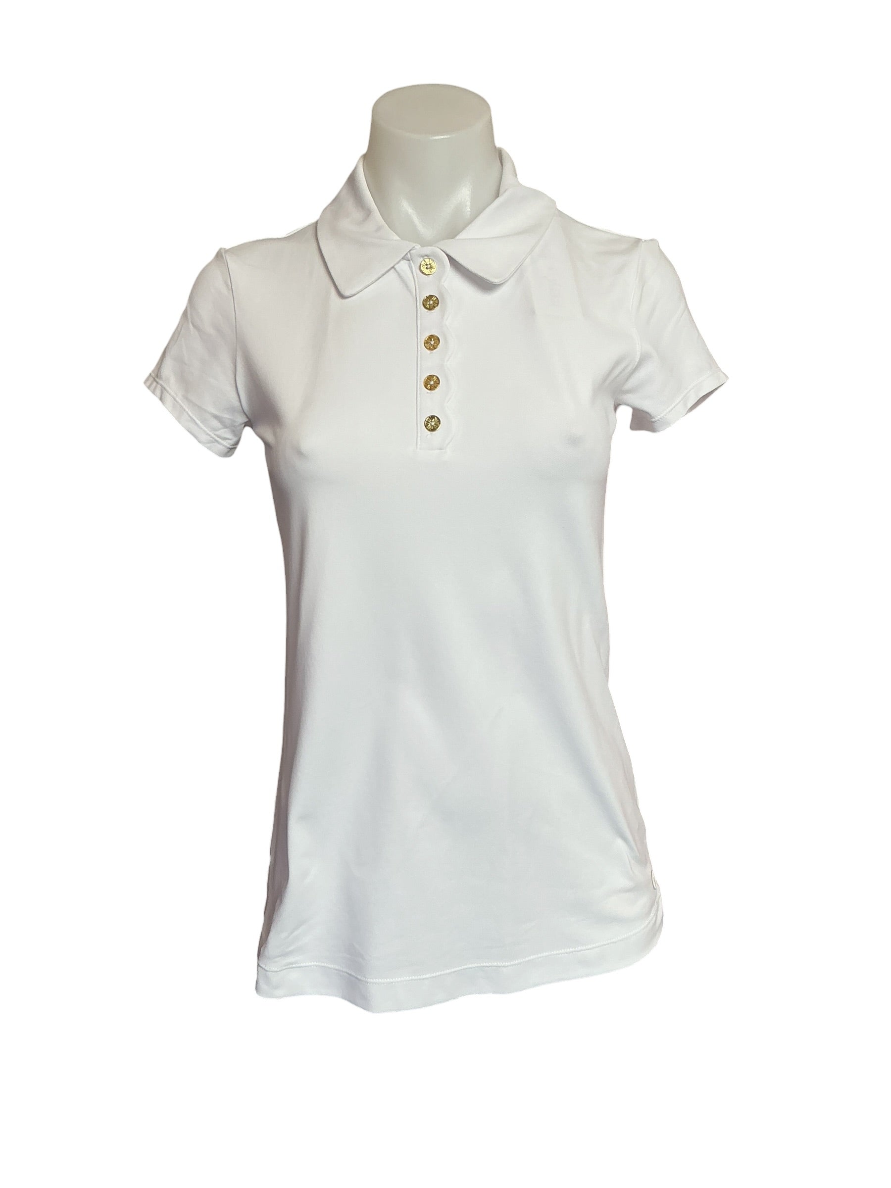 Lilly Pulitzer NWT Frida Scallop Polo UPF 50+ - Resort White - Size XXS