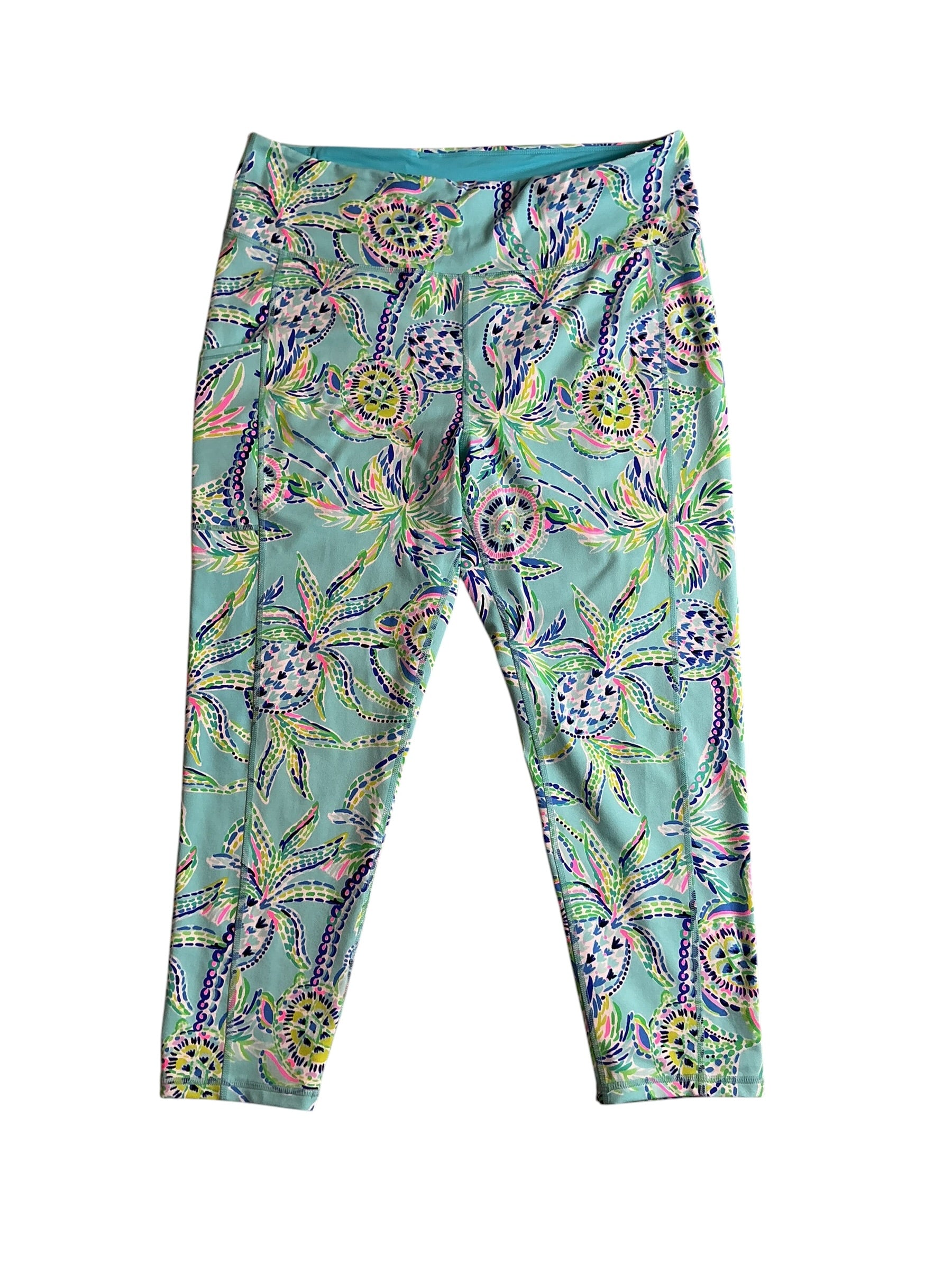 Lilly Pulitzer Weekender High Rise Midi Legging - Bermuda Blue Turtle - Size XXL