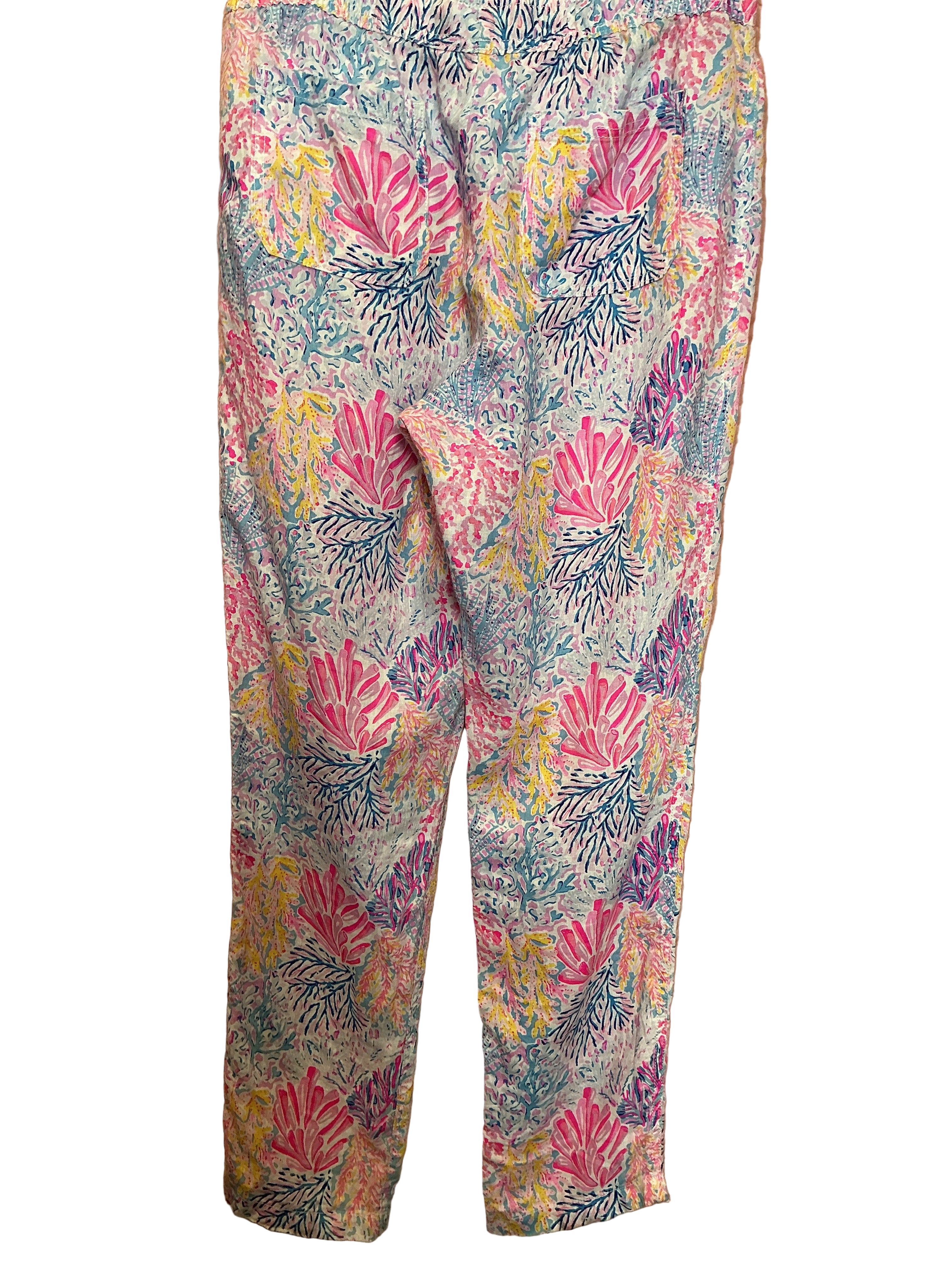 Lilly Pulitzer Taron Mid-Rise Linen Pant Splashdance - Size M