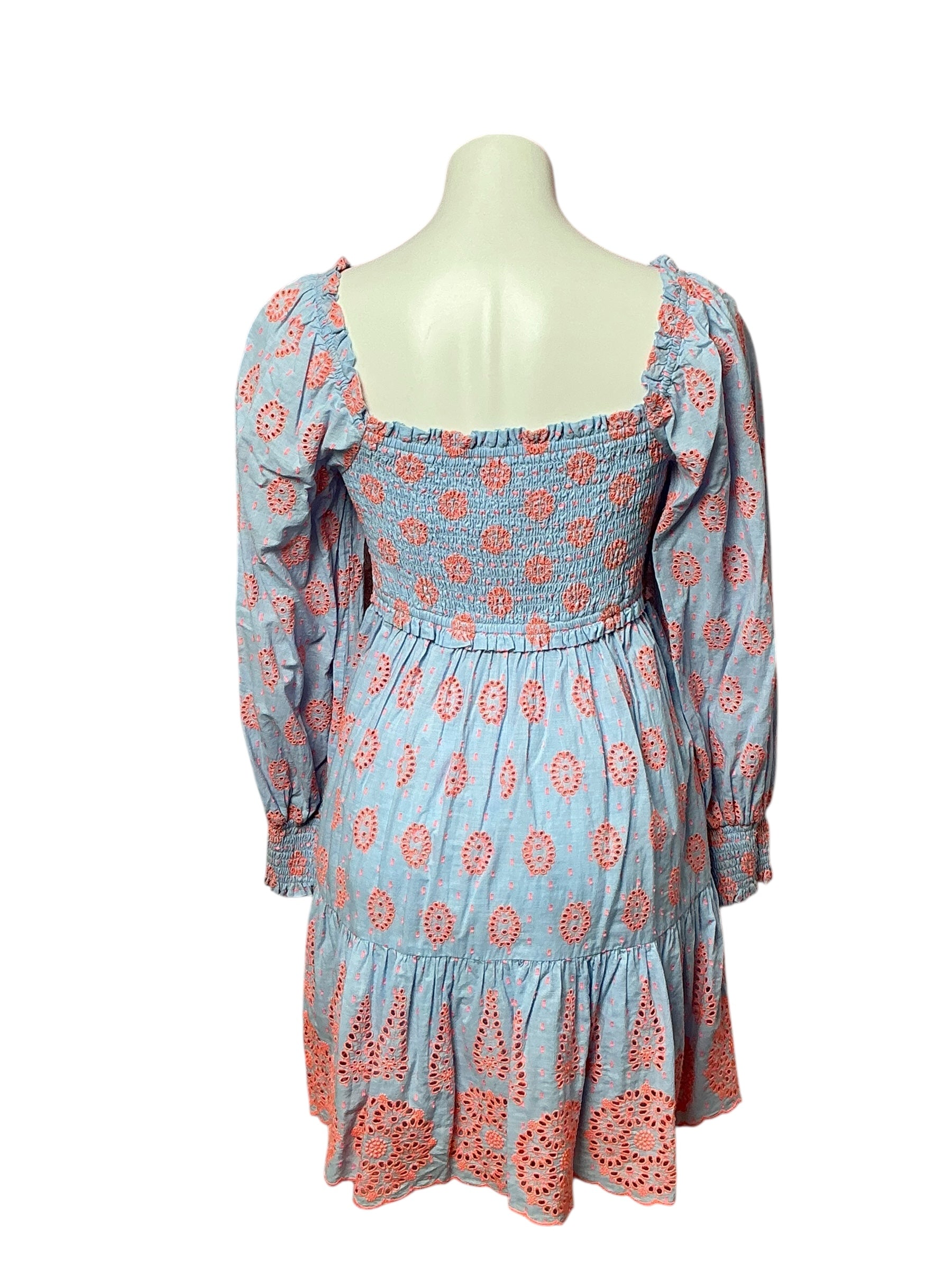 Lilly Pulitzer Rainna Smocked Eyelet Dress - Blue Peri Chambray Dobby Eye - Size XS