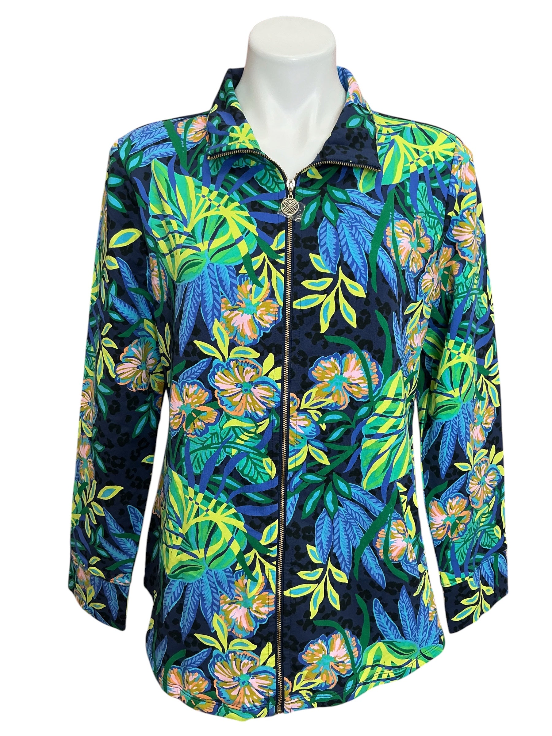 Lilly Pulitzer NWT Leona UPF 50+ Zip Up Top Multi The Hottest Spot - Size L