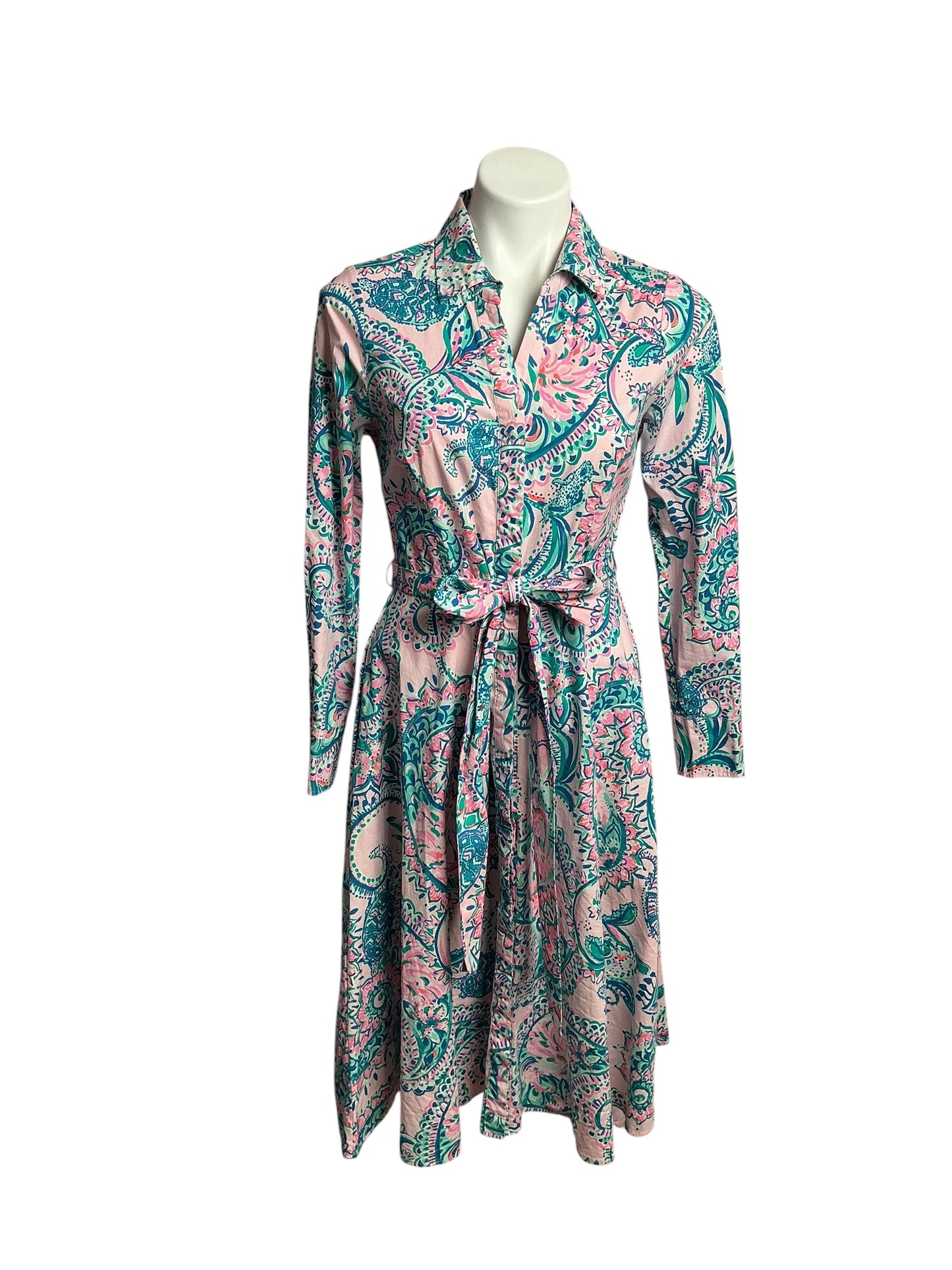 Lilly Pulitzer- Mira Stretch Midi Dress Multi Tangerine Dream Size 4