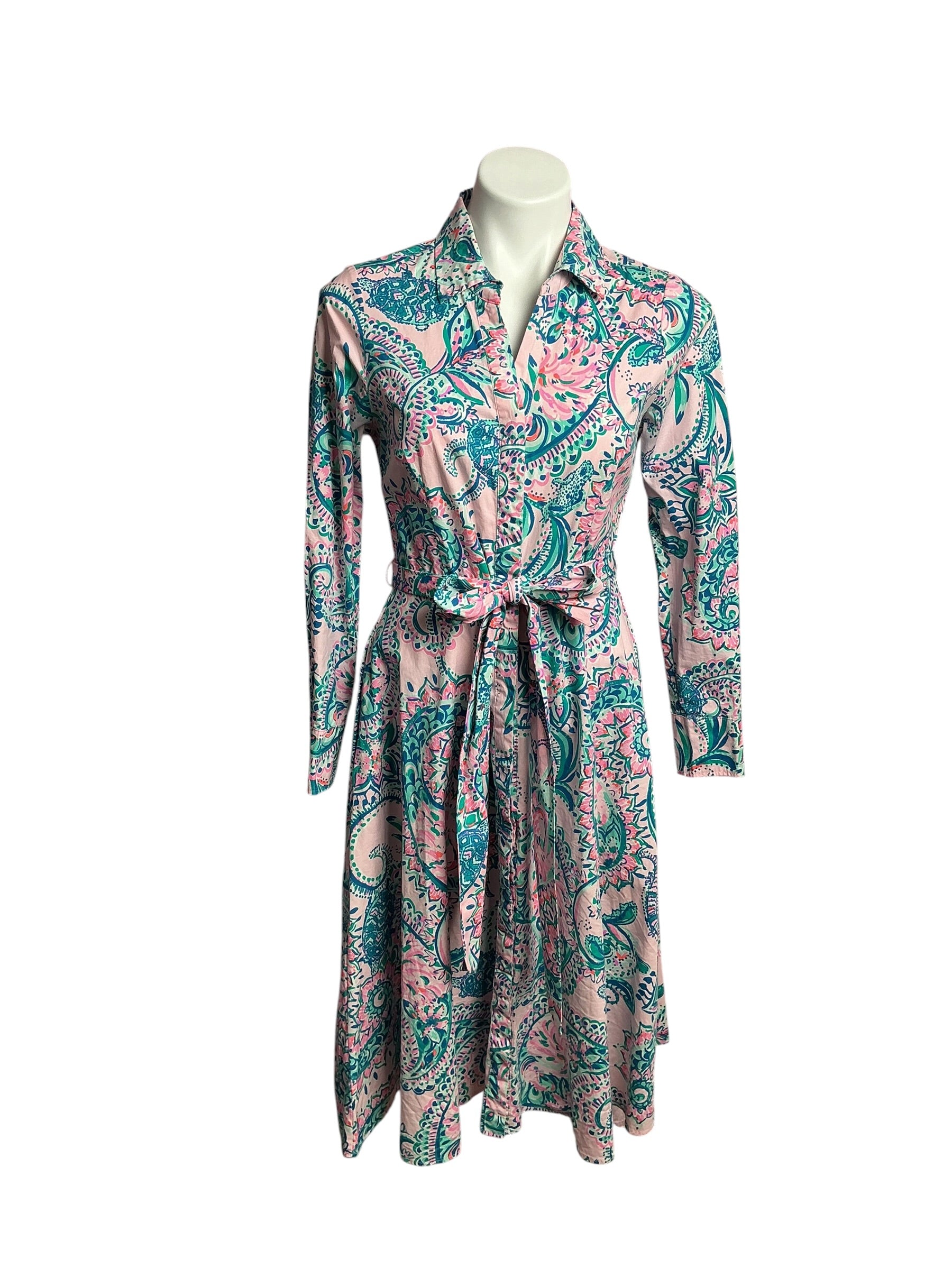 Lilly Pulitzer- Mira Stretch Midi Dress Multi Tangerine Dream Size 4