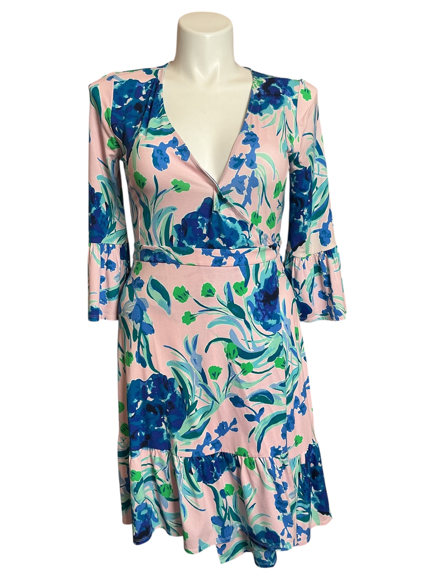 Lilly Pulitzer Misha Knit Wrap Dress Pink Tropic Sweet Pea - Size L