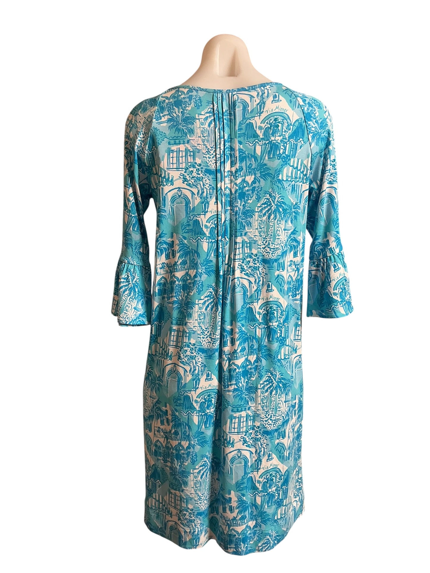 Lilly Pulitzer NWT Krysta 3/4 Sleeve Dress Amalfi Blue Sunny State Of Mind - Size S