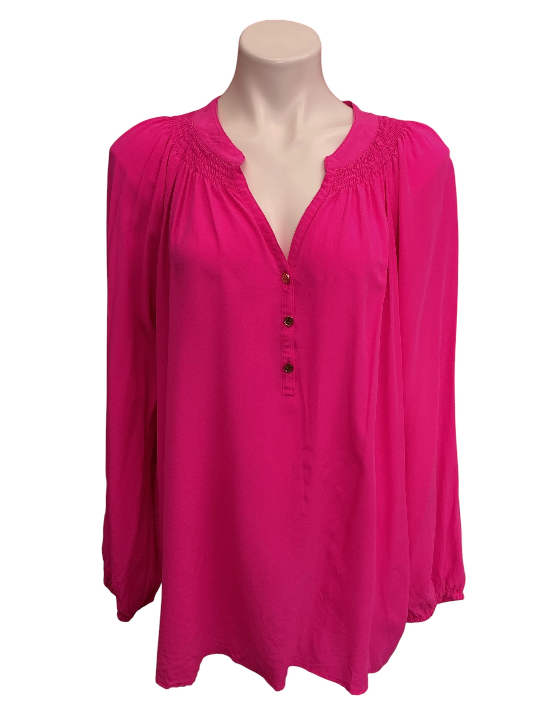 Lilly Pulitzer Elsa Silk Top Passion Fruit Pink - Size XXL