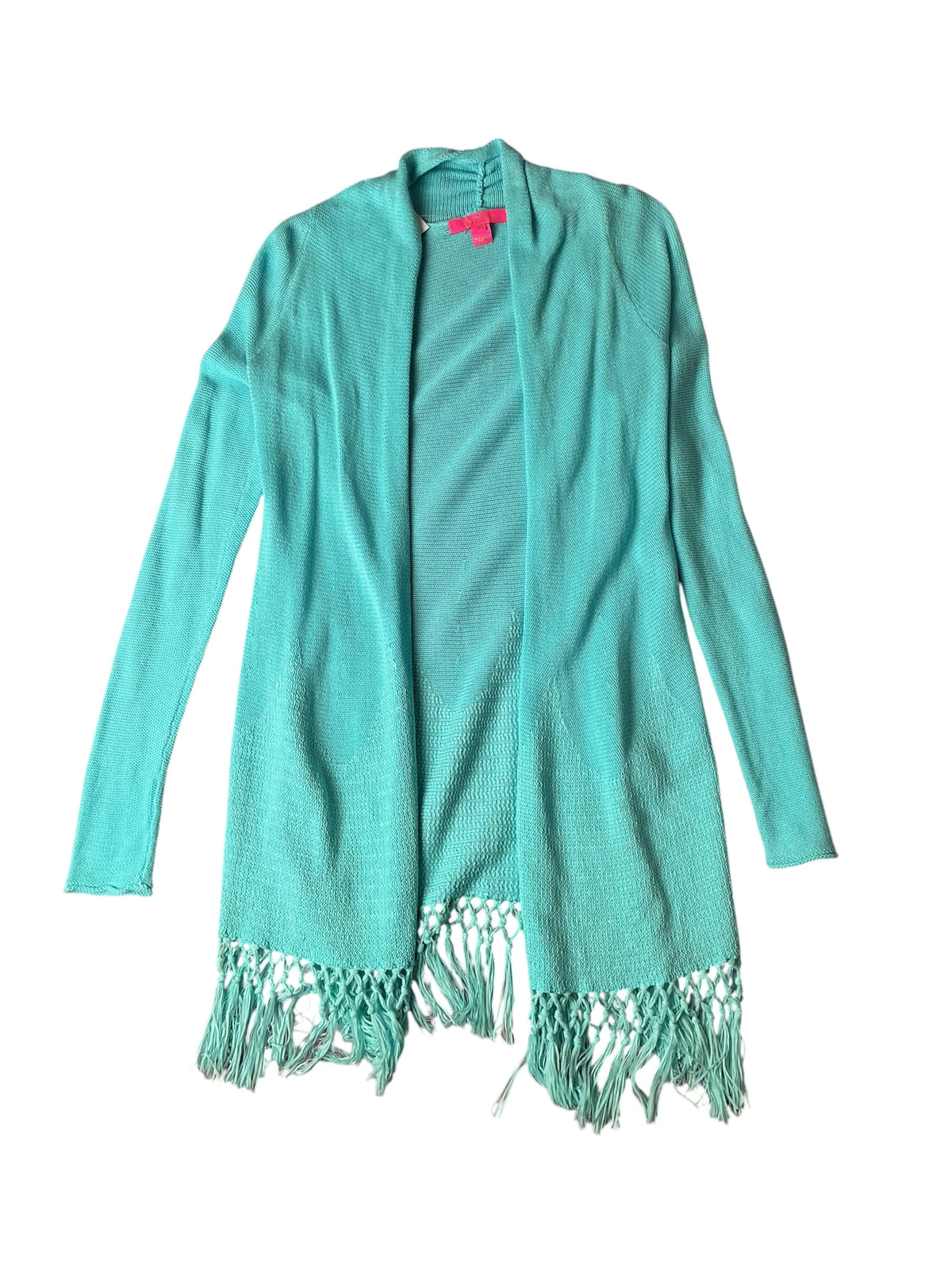 Lilly Pulitzer Tatum Long Fringe Hem Cardigan Aqua Blue - Size XS