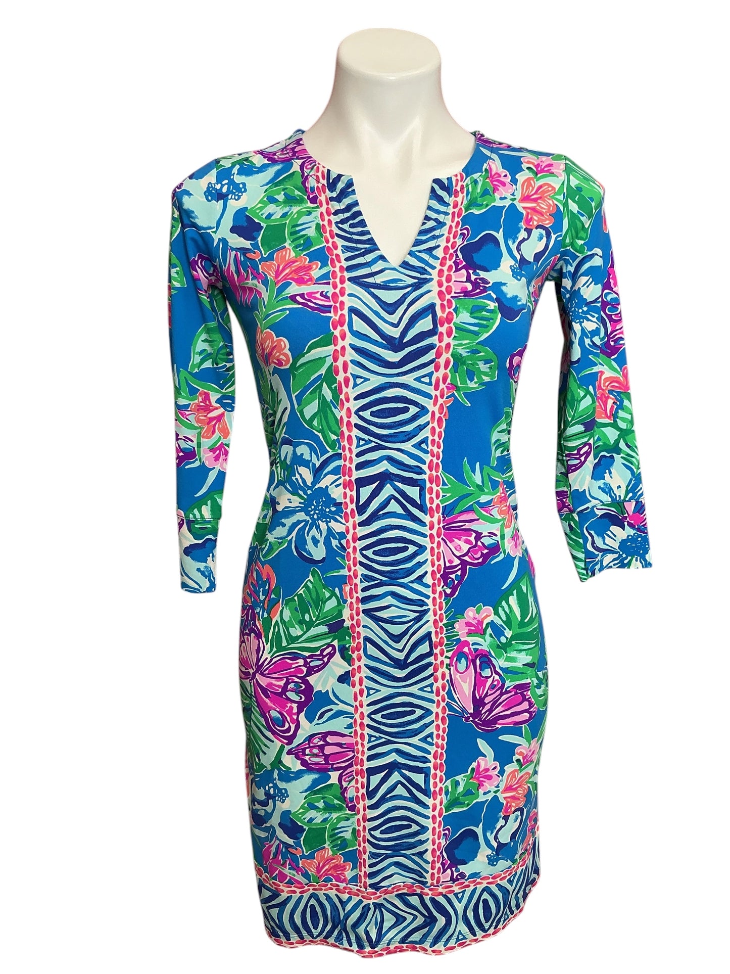 Lilly Pulitzer UPF 50+ Nadine ChillyLilly Dress Pundy Blue Isle Be Back - Size XXS