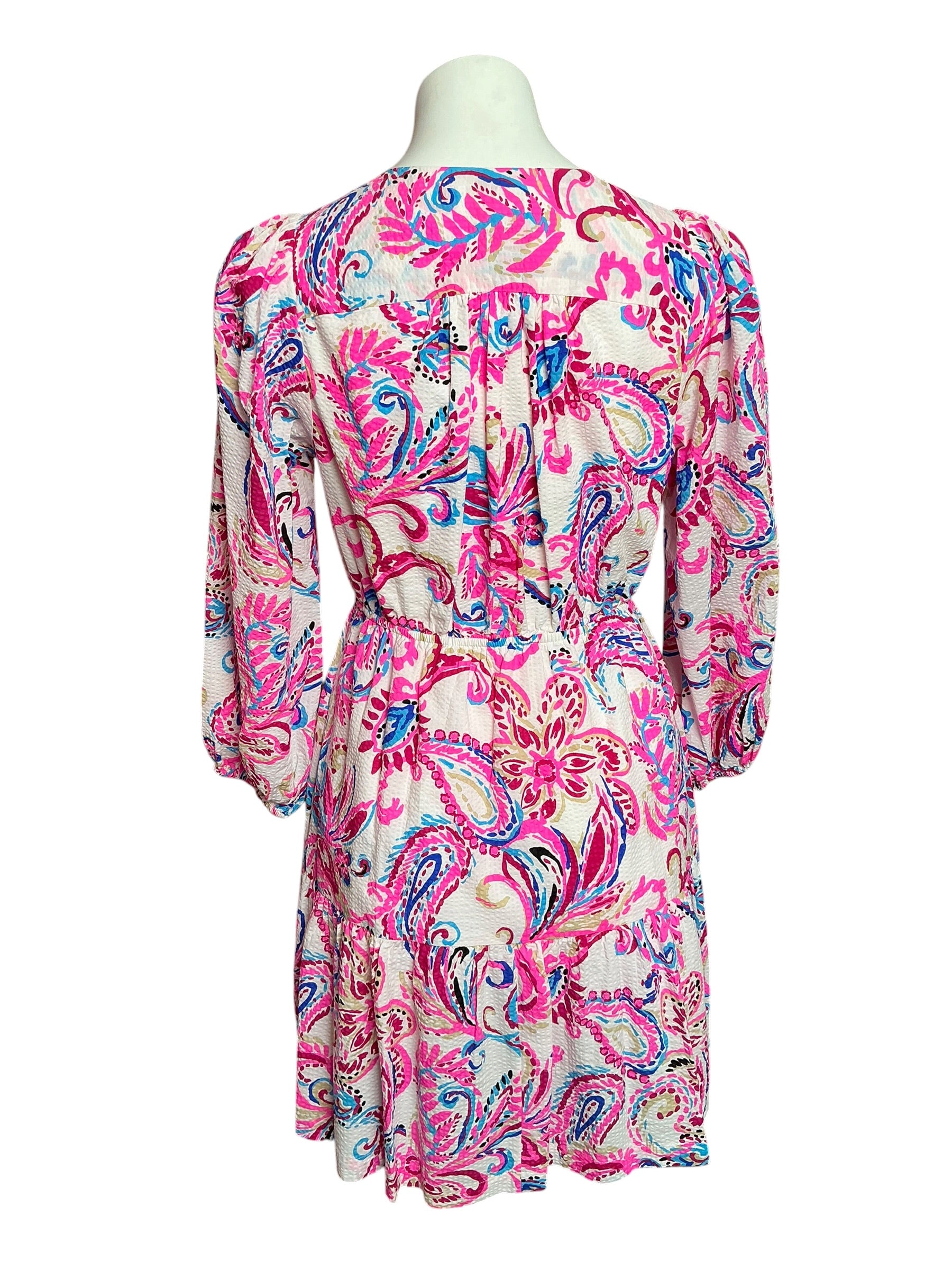 Lilly Pulitzer NWT Deacon 3/4 Sleeve V-Neck Coconut Flitting About - Size 6