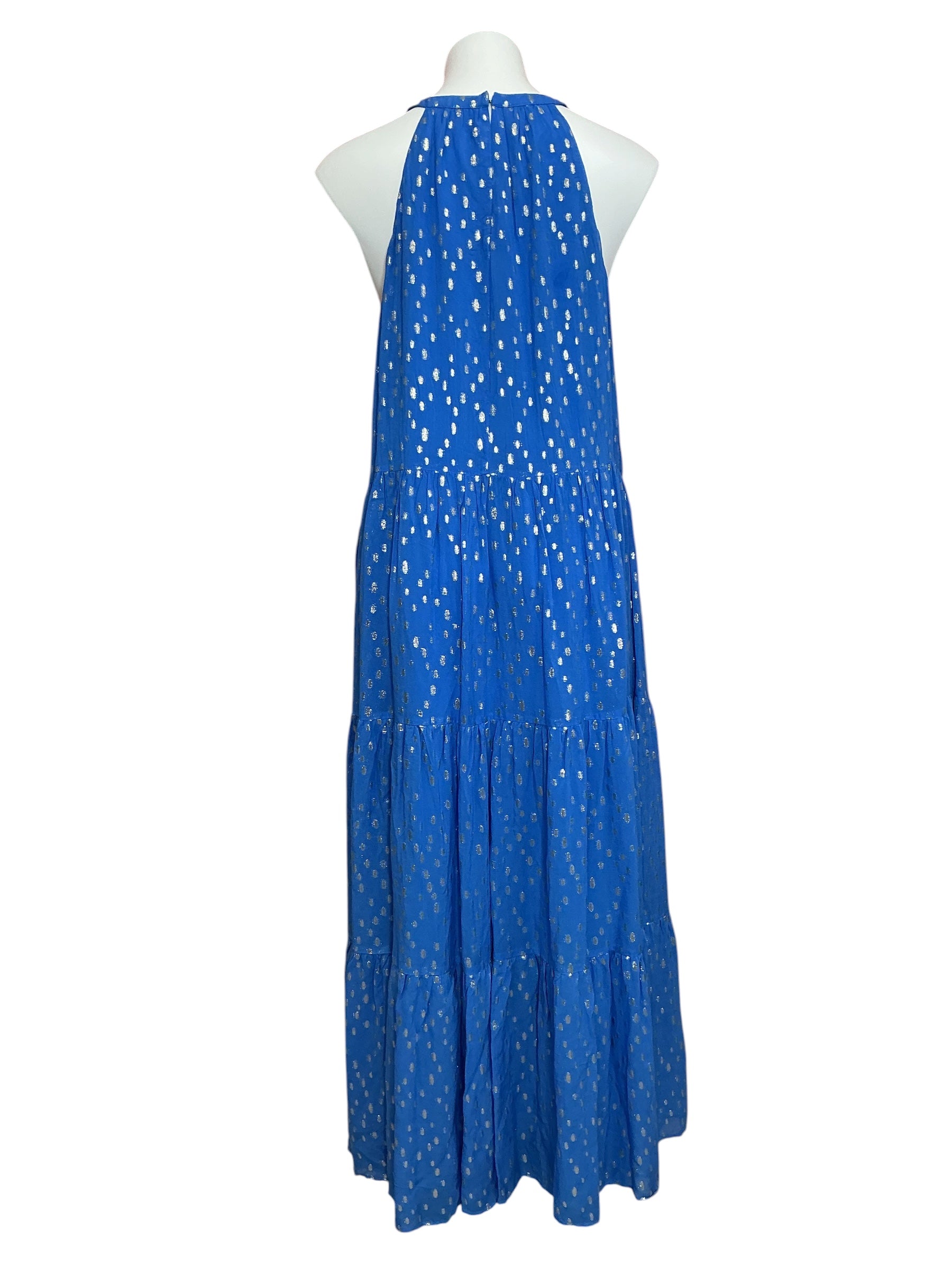 Lilly Pulitzer NWT Beccalynn Maxi Dress - Boca Blue Viscose Metallic Clip - Size L