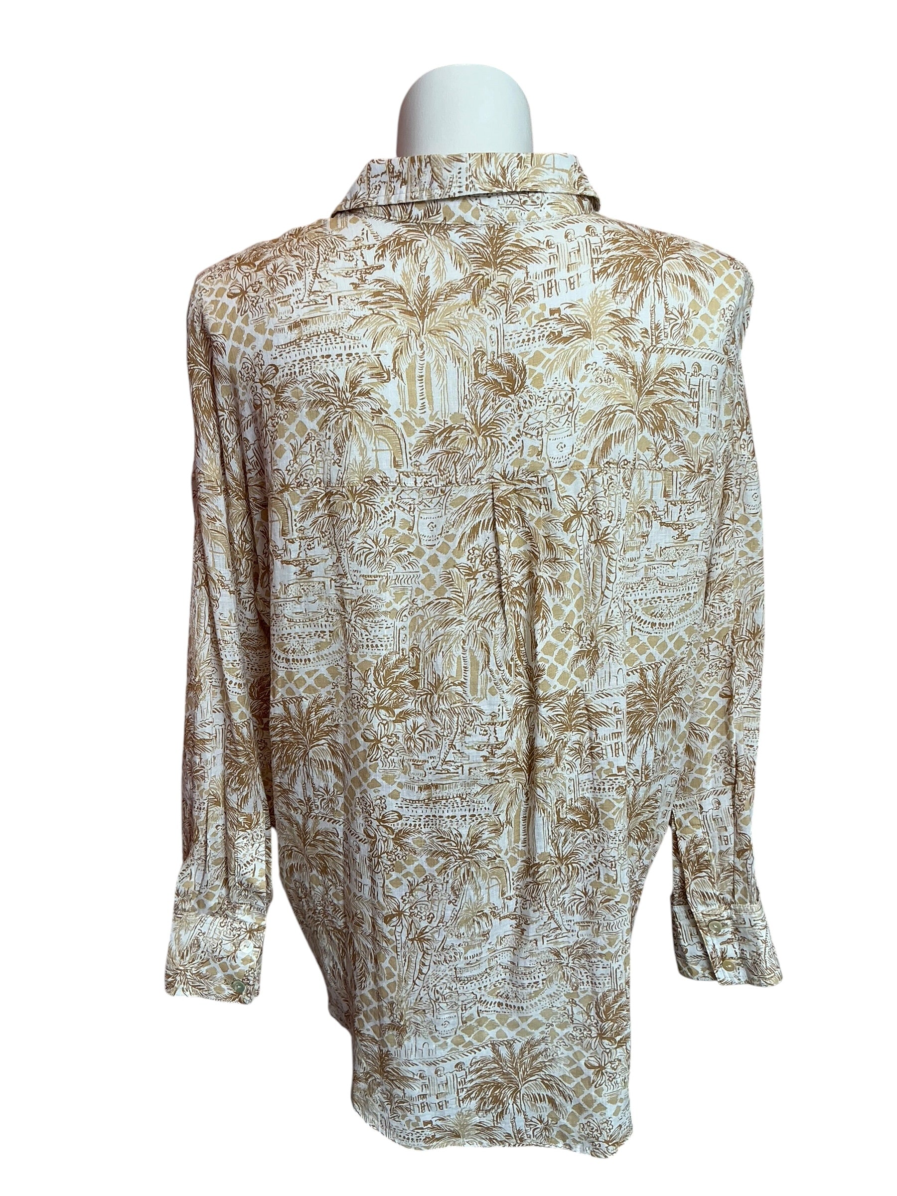 Lilly Pulitzer Stevey Relaxed Button Down Shirt Sand Bar Palm Beach Paradise - Size XL