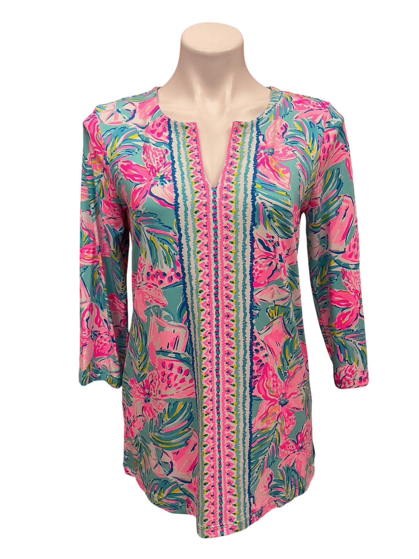 Lilly Pulitzer Karina Tunic Top Blue Ibiza - Size M
