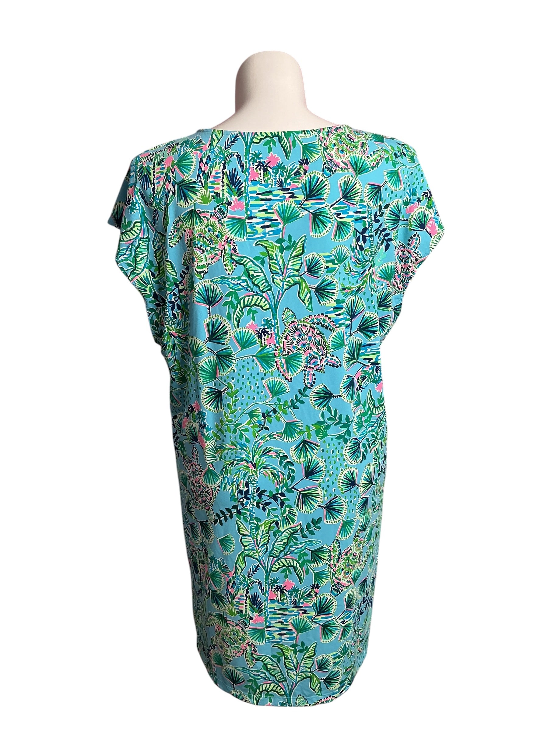 Lilly Pulitzer- Talli V-Neck Cover-Up Frenchie Blue Mosaic Shells Size XL