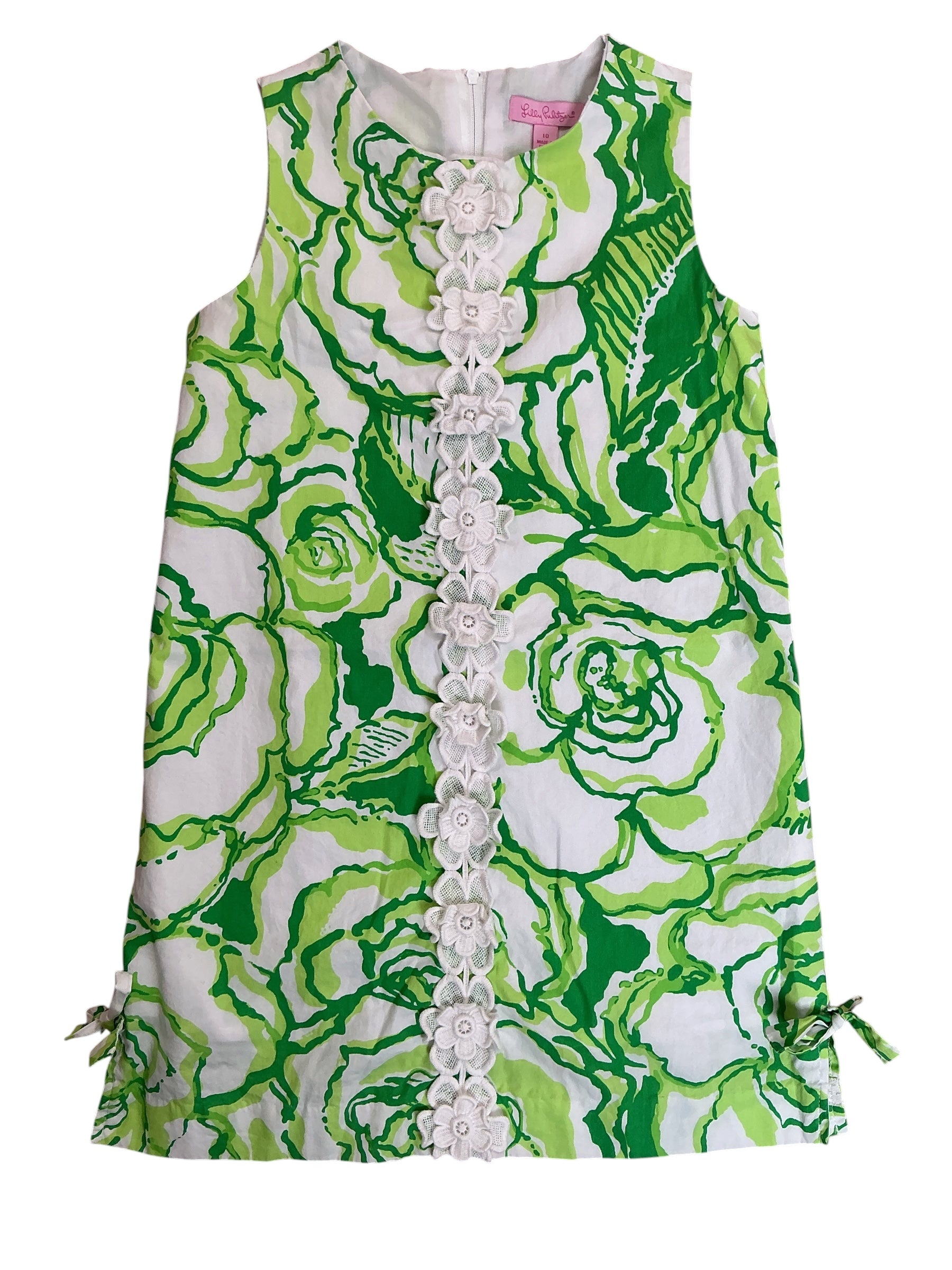 Lilly Pulitzer Kids Girls Little Lilly Classic Shift Dress Resort White Heart Breakers - Size 10