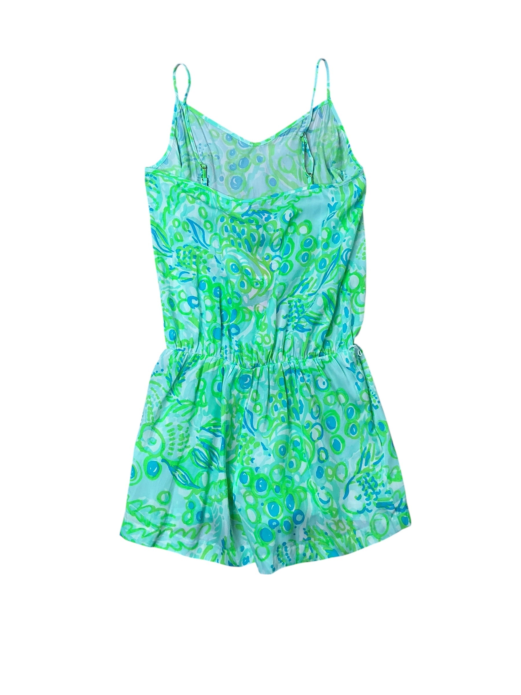 Lilly Pulitzer Deanna Romper - Pool Blue Any Fins Possible - Size S