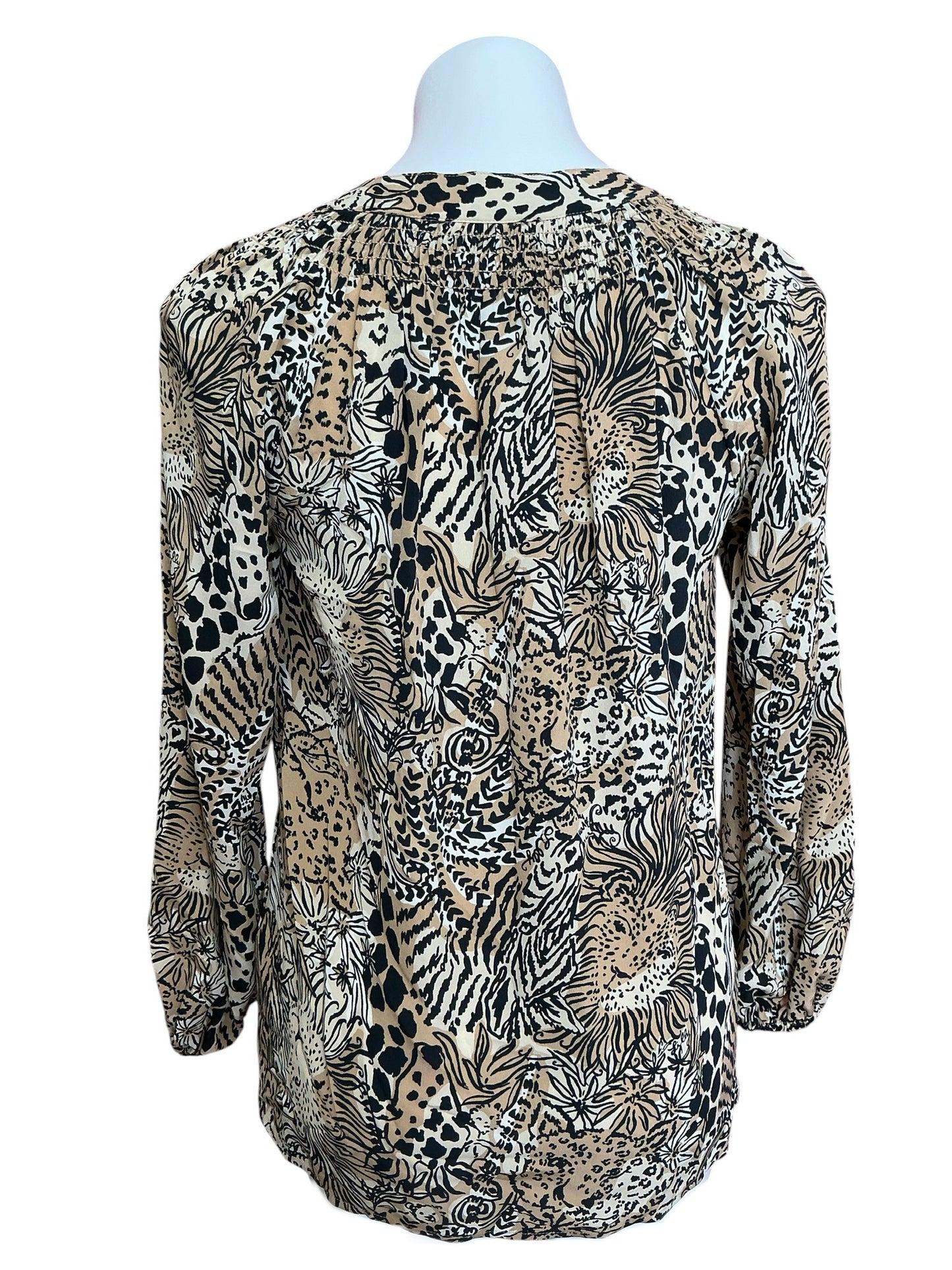 Lilly Pulitzer Elsa Silk Top Rattan Walk On The Wild Side - Size XS