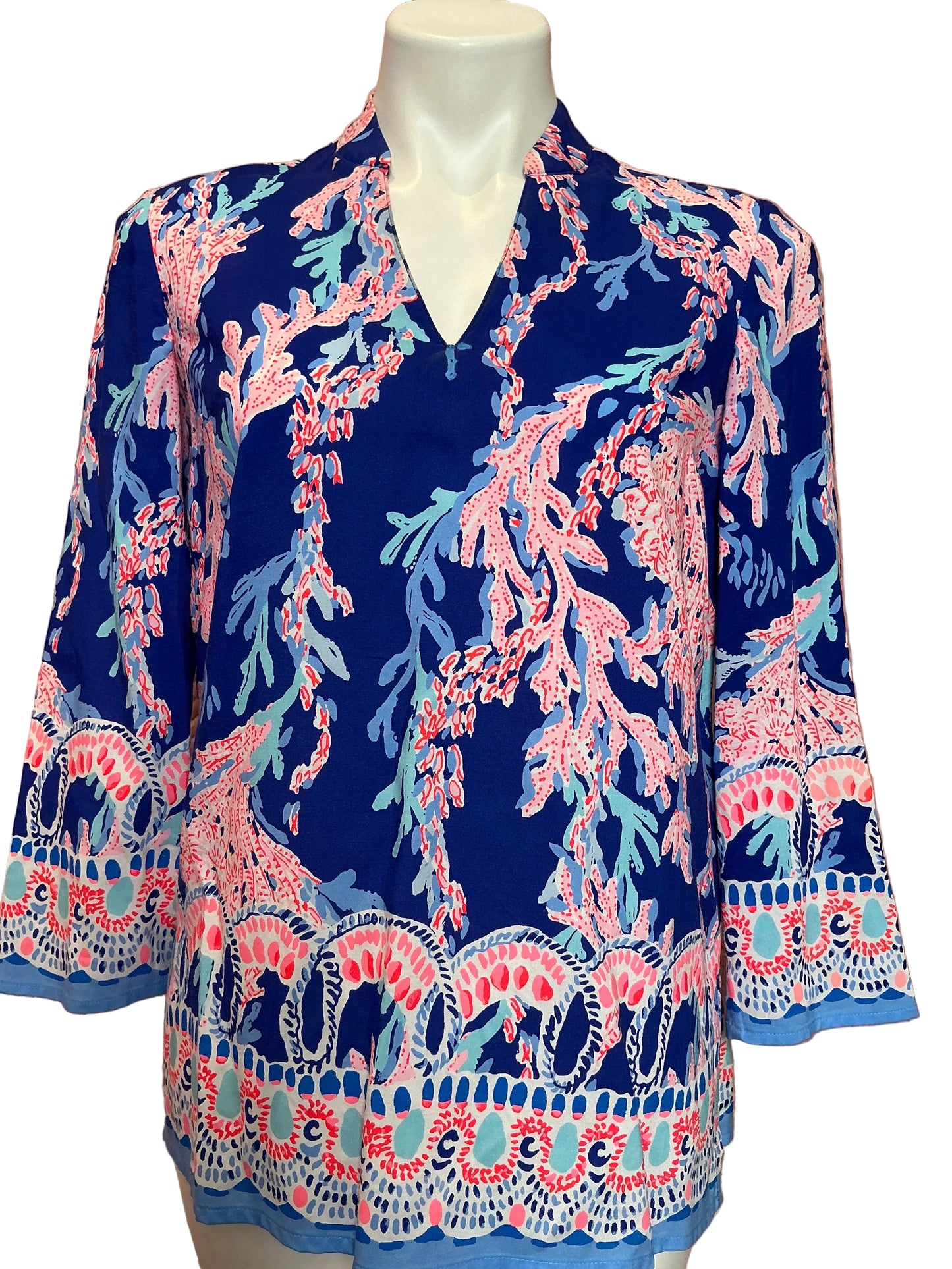 LILLY PULITZER Luna Bay Tunic Borealis Blue Swim On Over Engineere - Size XXS