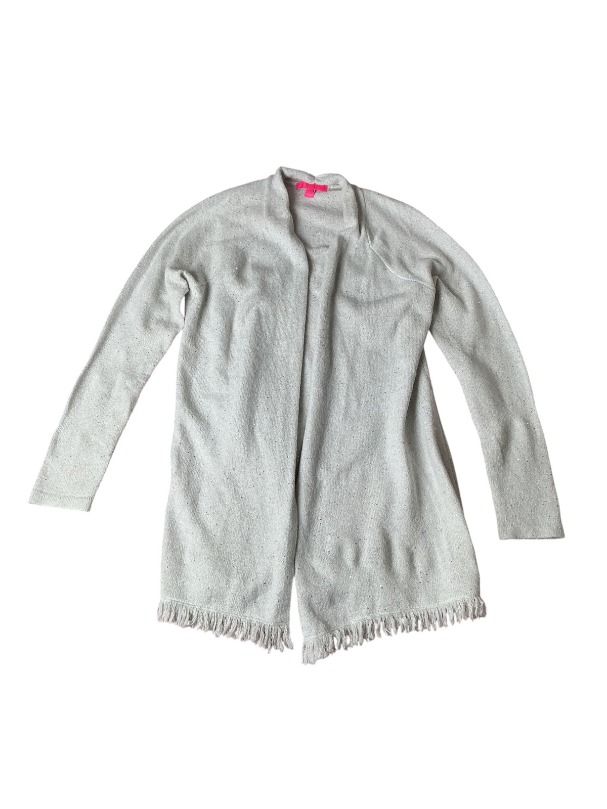 Lilly Pulitzer Tatum Sequin Fringe-Trim Cardigan Coconut Metallic - Size XL
