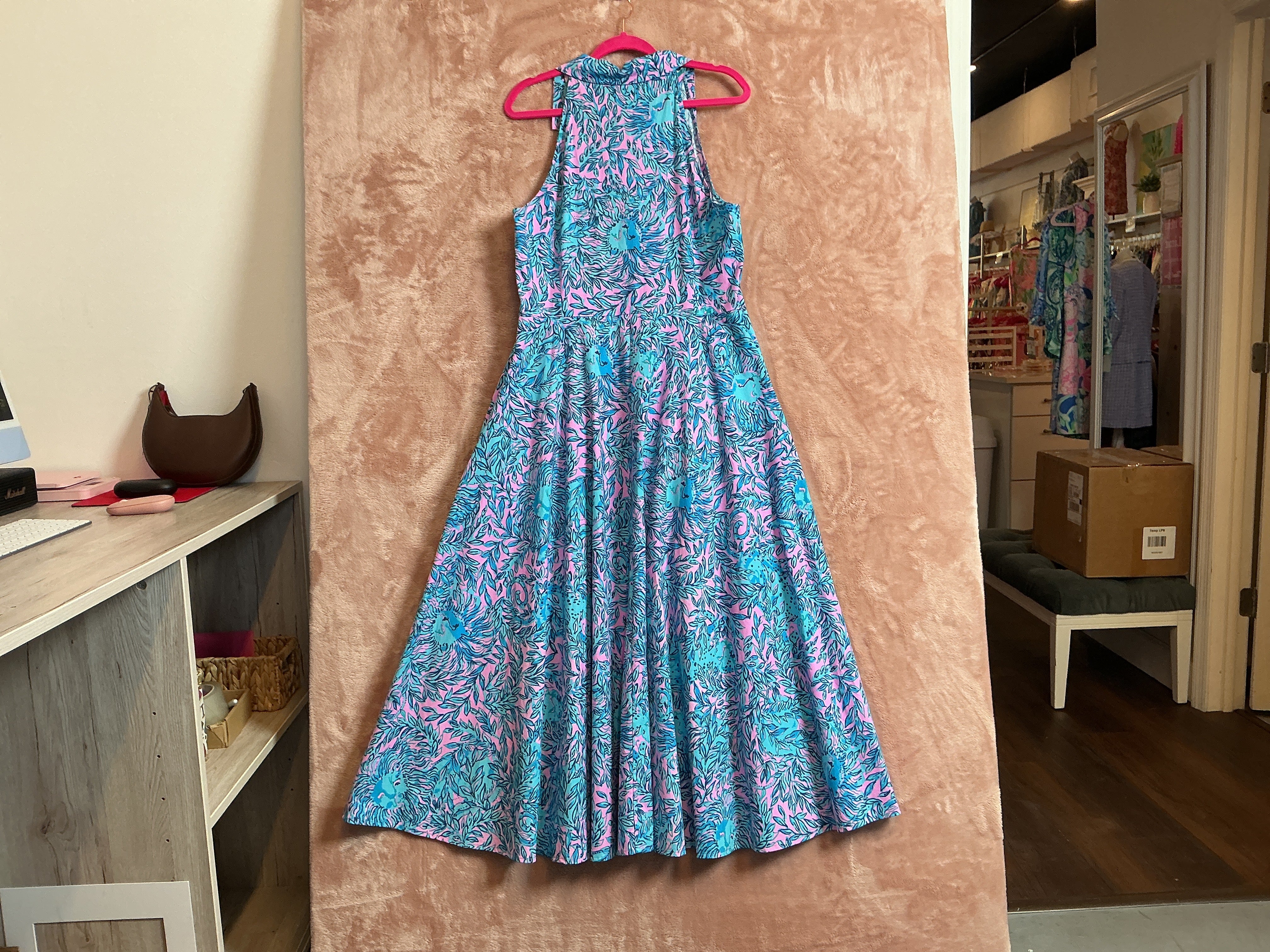 Lilly Pulitzer NWT Chrisella Stretch Shirtdress Bermuda Blue You Grow Girl Engineered - Size 16