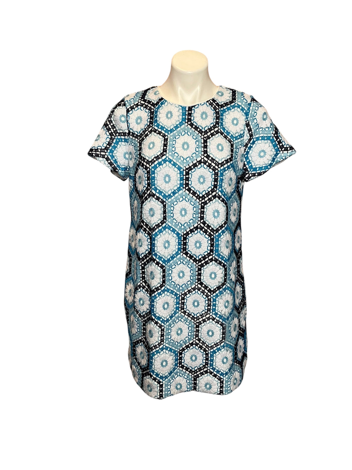 Lilly Pulitzer Leyla Crochet Shift Dress Bellevue Blue Daisy Hex Crochet - Size 8