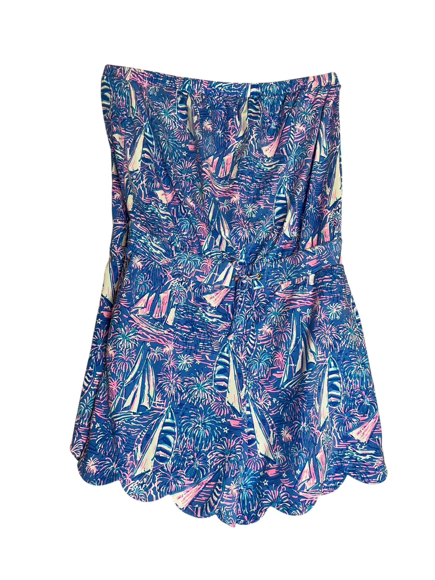 Lilly Pulitzer Jace Strapless Romper Boca Blue It's A Sailabration - Size XL