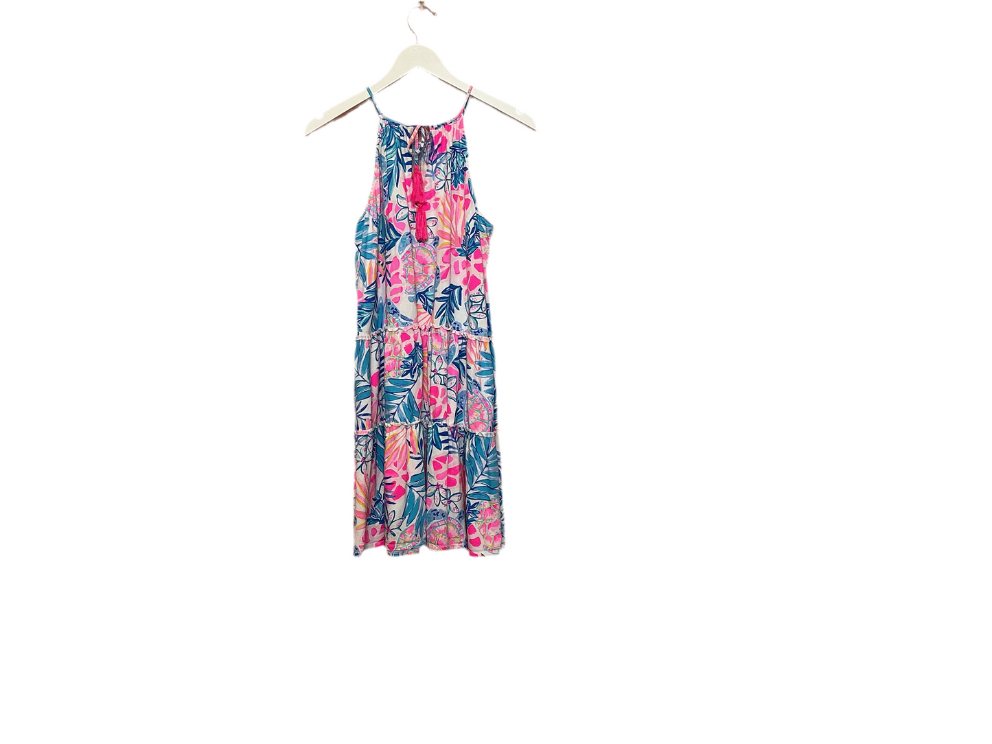 Lilly Pulitzer EVALYN DRESS Halter Neck Tiered Swing Turtle Villa Dress- Size M