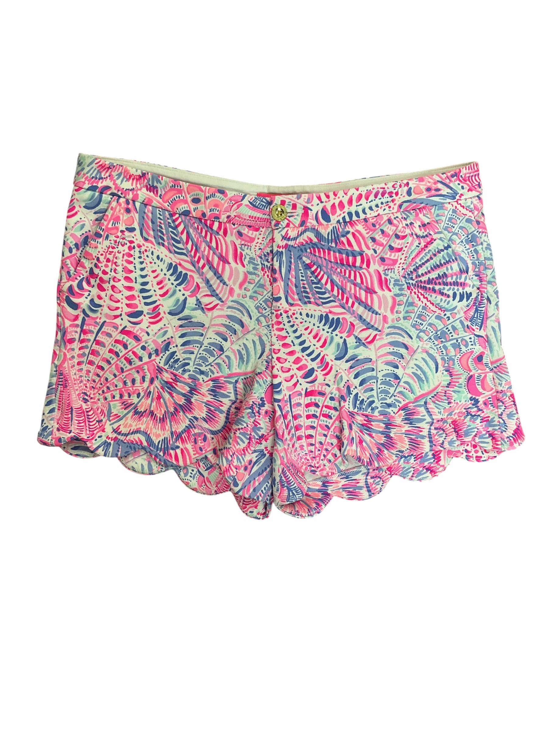 Lilly Pulitzer Buttercup Scalloped Shorts Flock Full Of Fun - Size 16