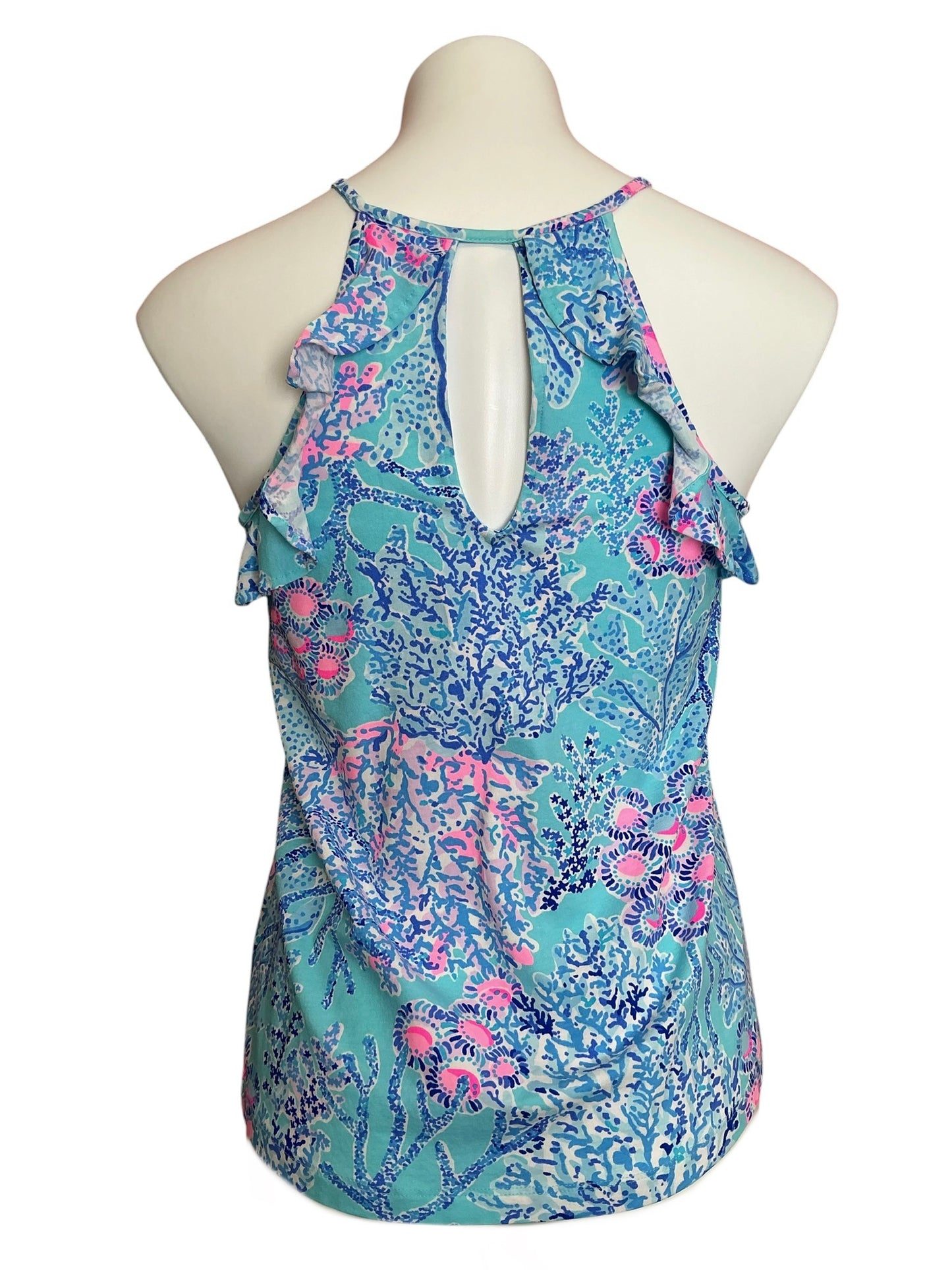 Lilly Pulitzer Billie Tank Top Blue Ibiza Now You Sea Me - Size XS