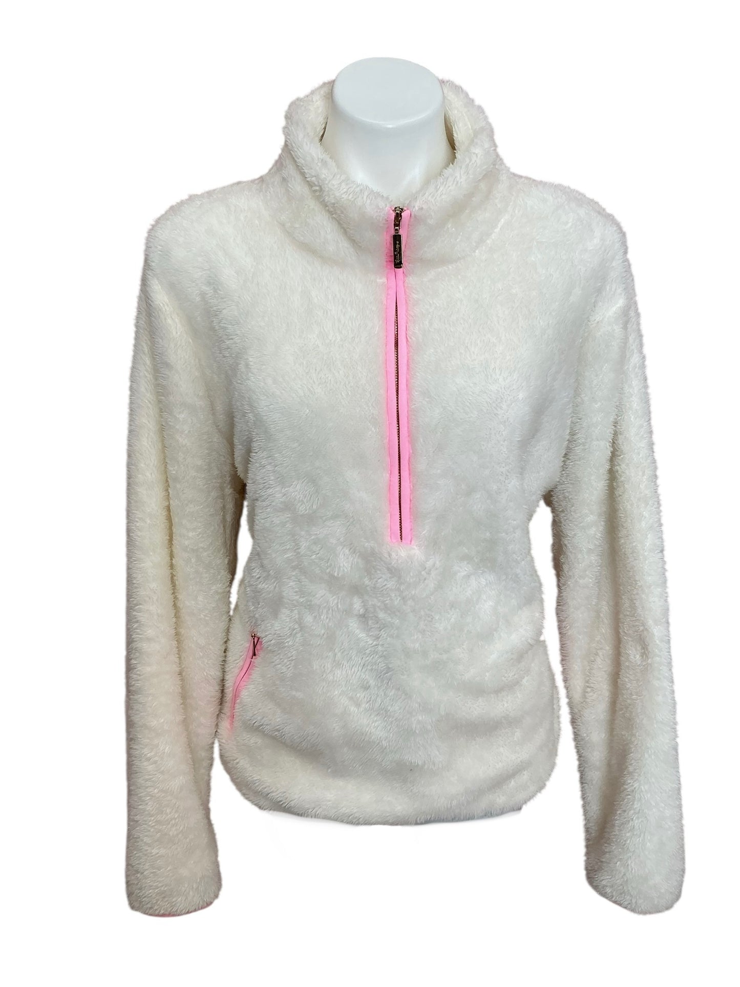 Lilly Pulitzer Skipper Sherpa Popover Coconut With Hot Pink - Size XXL