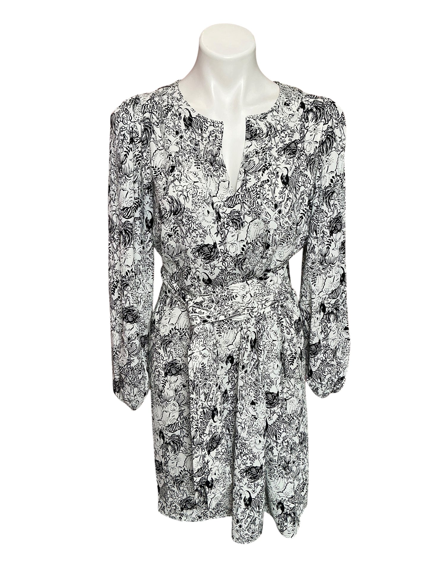 Lilly Pulitzer Olivine Long Sleeve A-Line Dress Onyx Animal Magnetism - Size 12