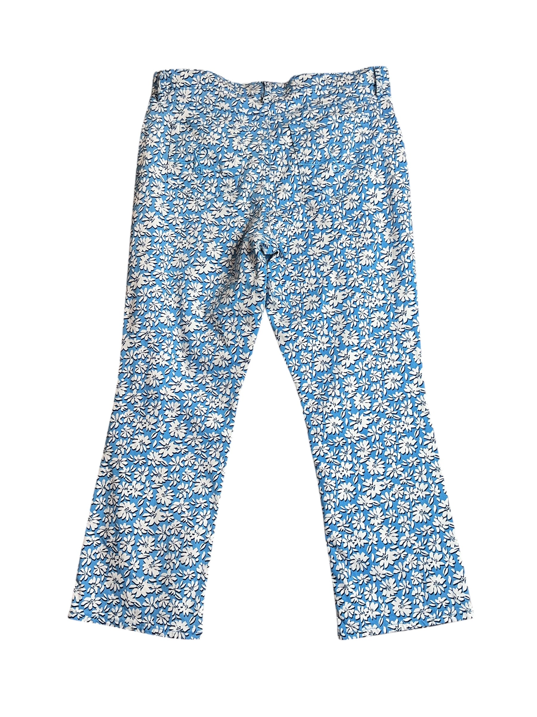 Lilly Pulitzer Annet High Rise Crop Flare Jean - Lunar Blue Palm Beach Petals - Size 14