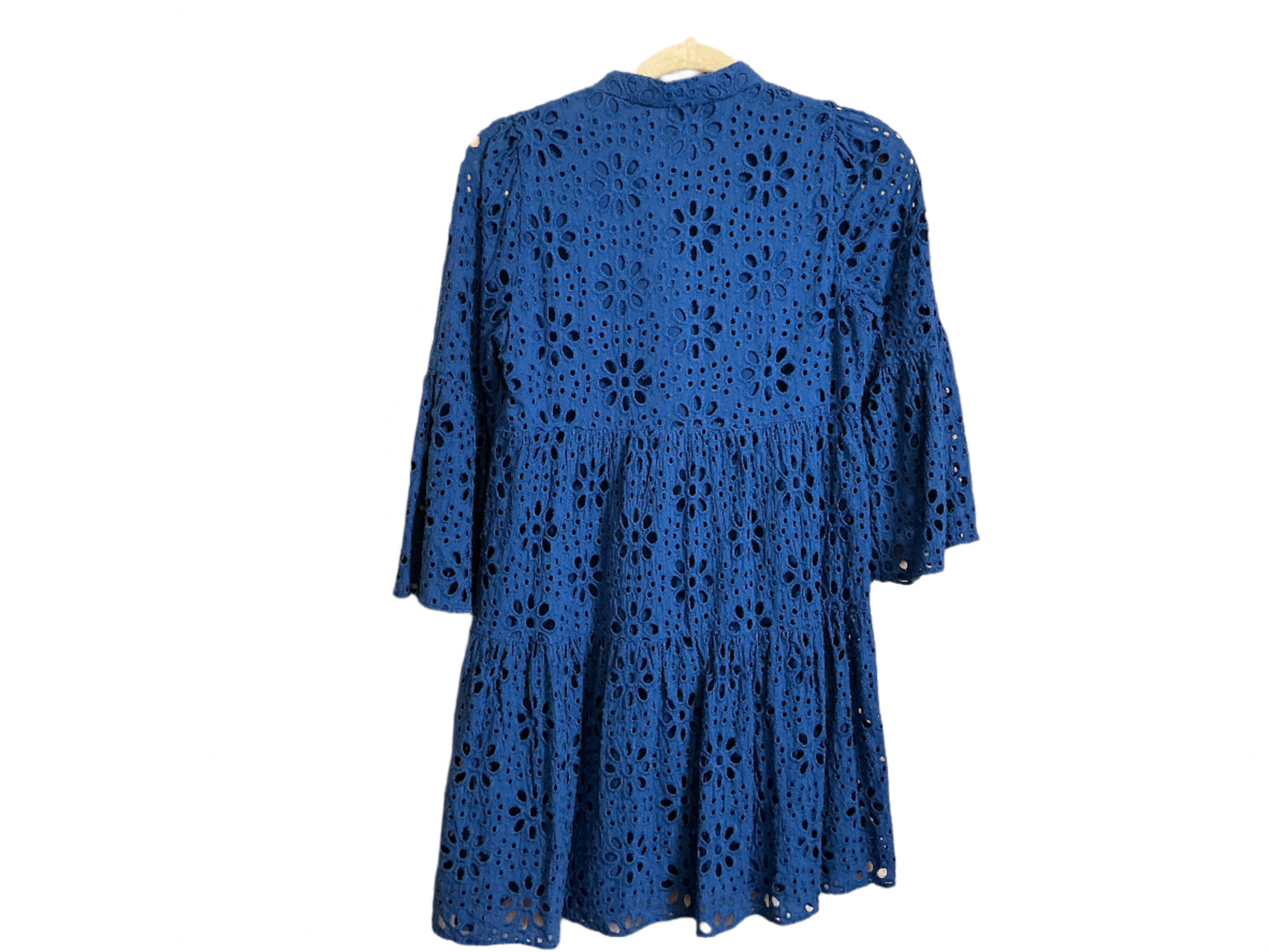 Lilly Pulitzer Hazelanne Eyelet Tiered Cotton Trapeze Dress 3/4 Sleeve in the color Oyster Bay Navy- Size 00