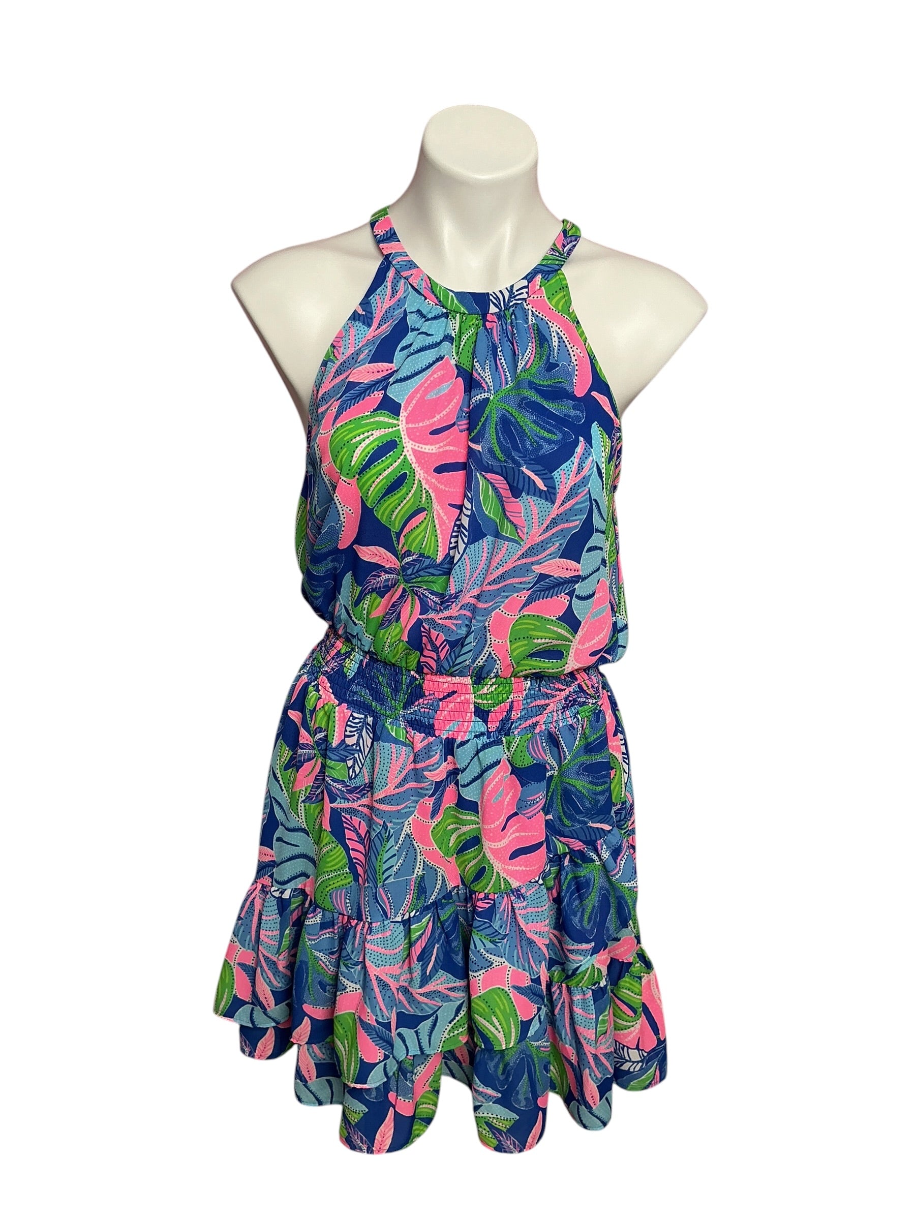 Lilly Pulitzer Pamelyn Dress Blue Grotto Beleaf In Yourself - Size 8