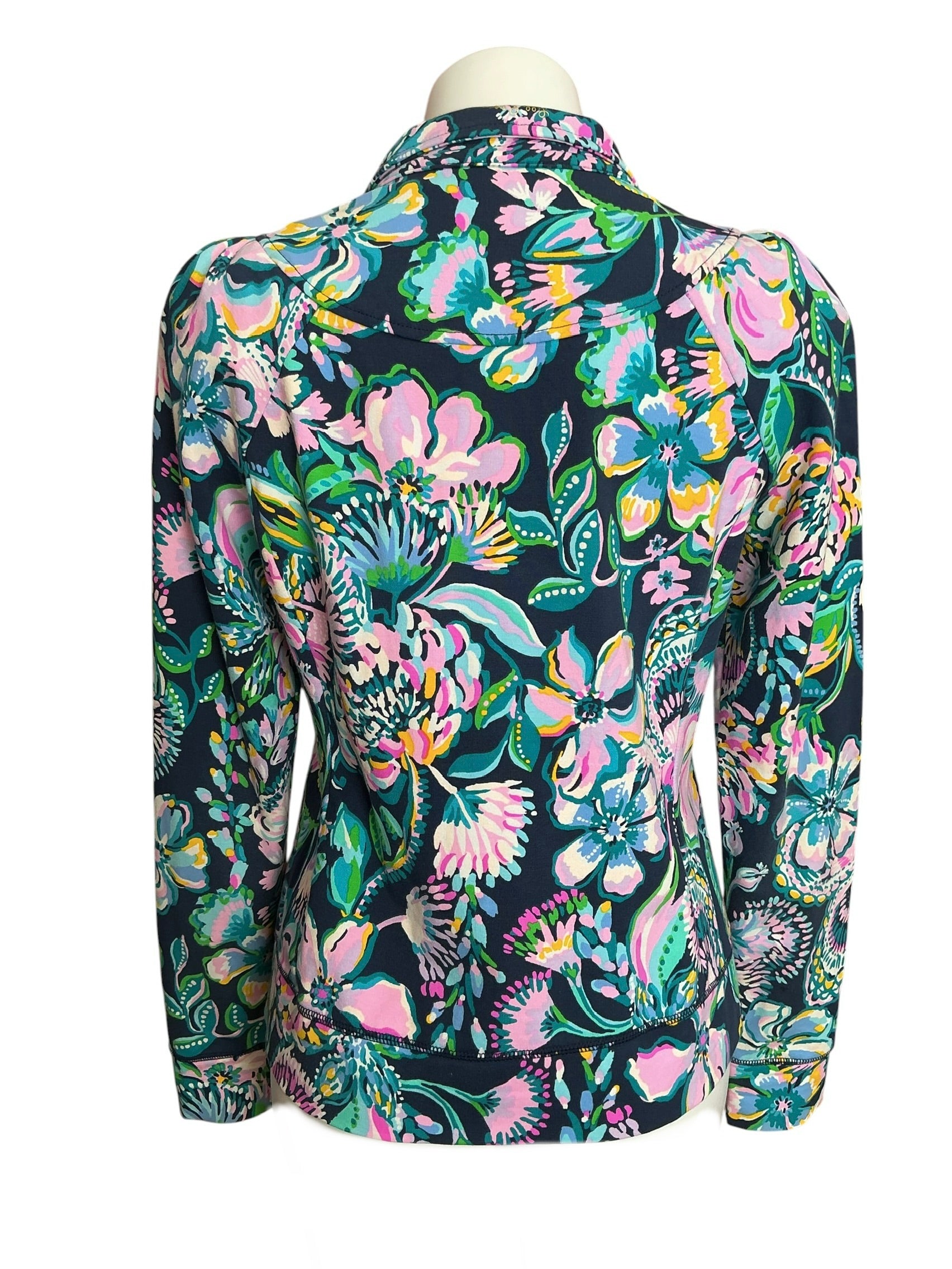 Lilly Pulitzer Jordanna Full Zip Jacket High Tide Navy She’s Got Sol - Size M