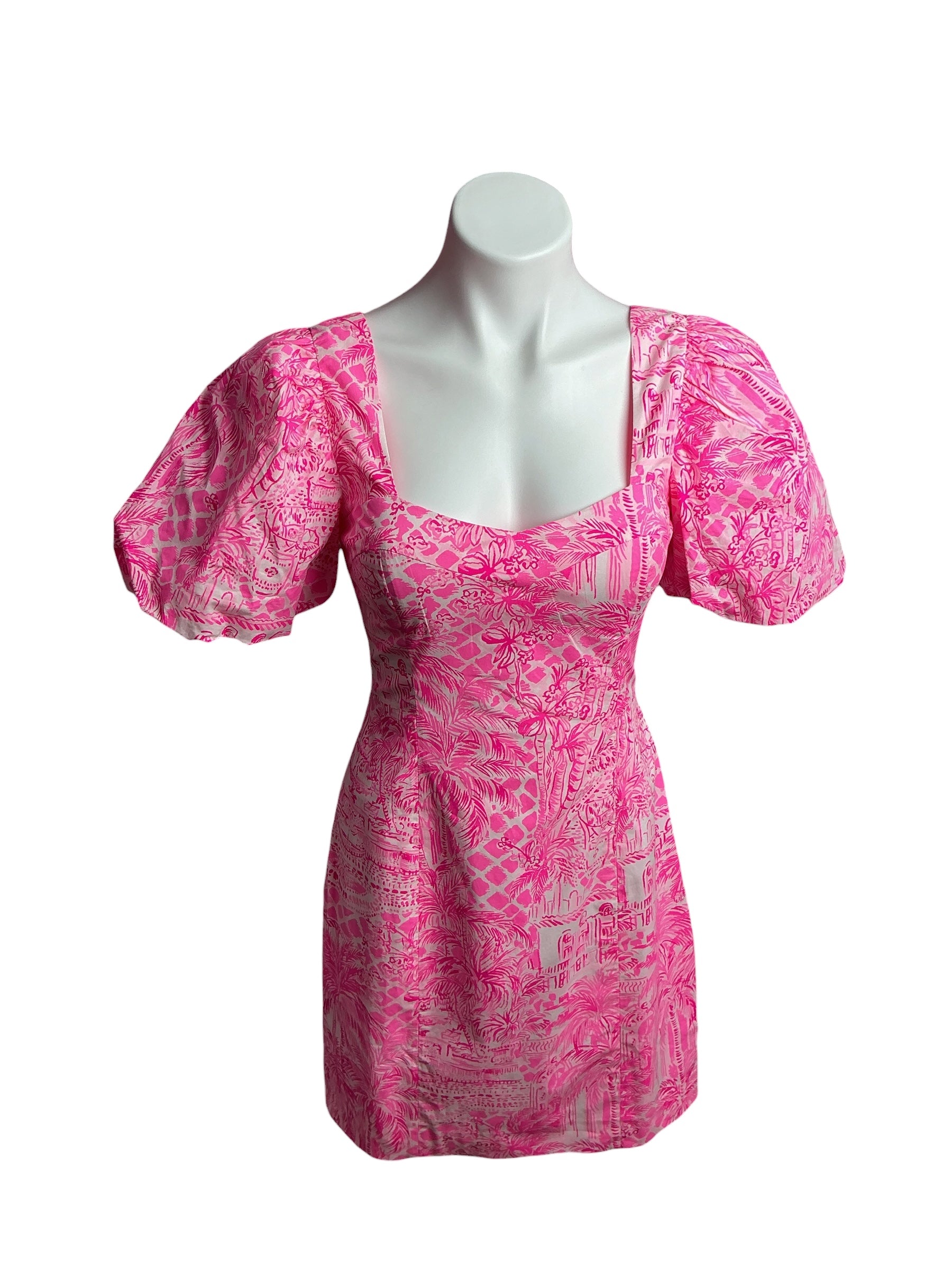 Lilly Pulitzer- NWT Merian Stretch Dress Pink Blossom Palm Beach Paradise Size 2