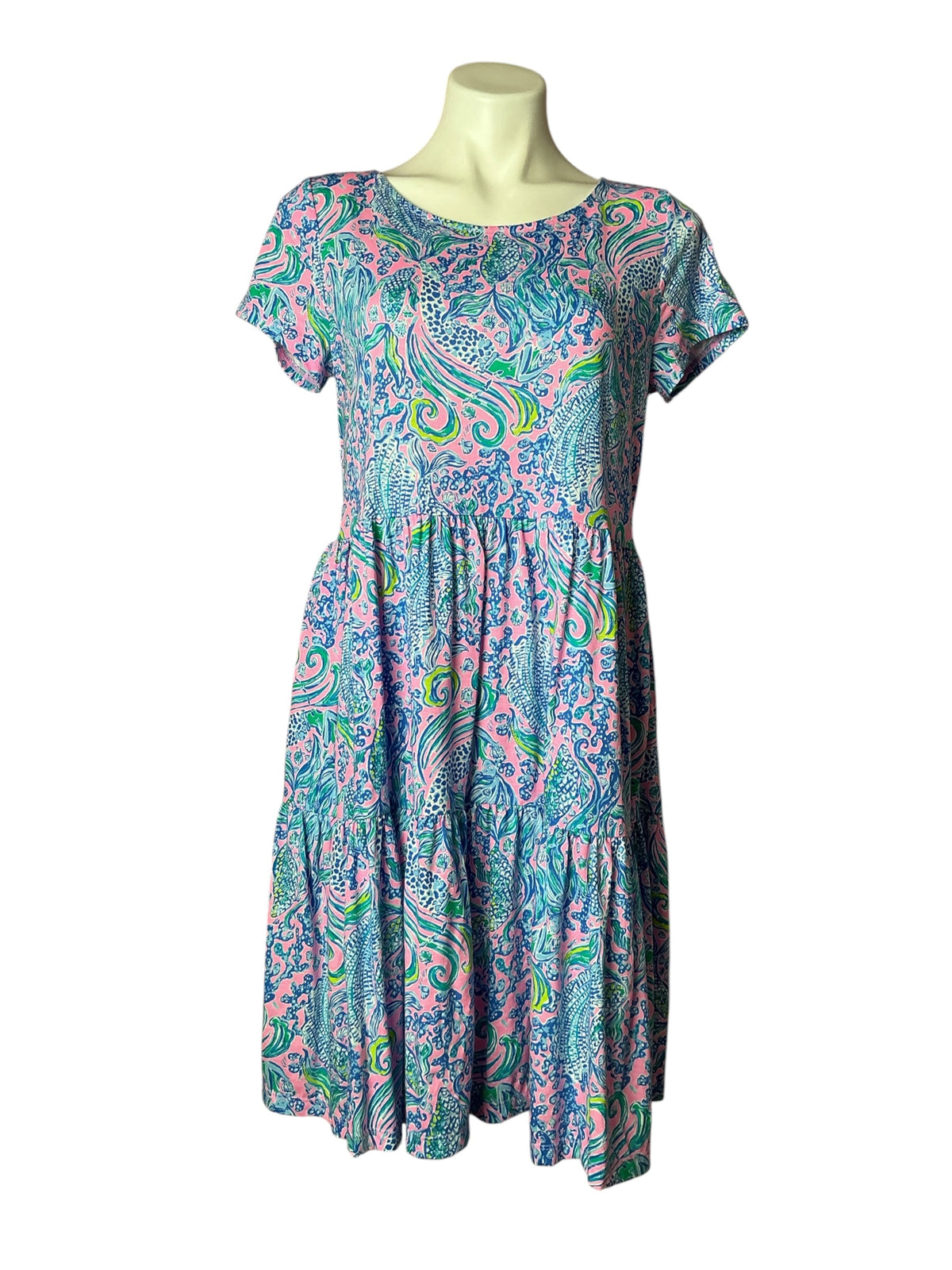 Lilly Pulitzer Geanna Short Sleeve Dress We Mermaid It - Size M