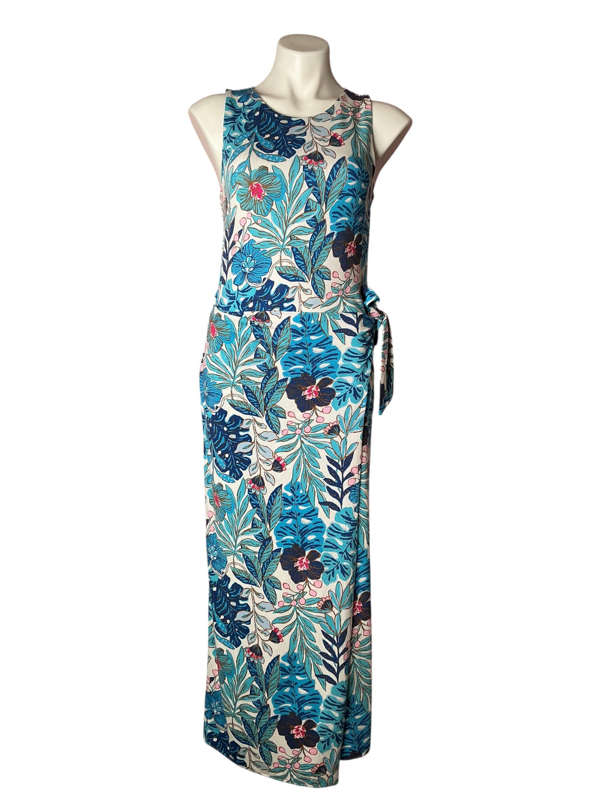 Lilly Pulitzer Estela Midi Dress Breezy Aqua Best Fronds Forever Blue - Size S