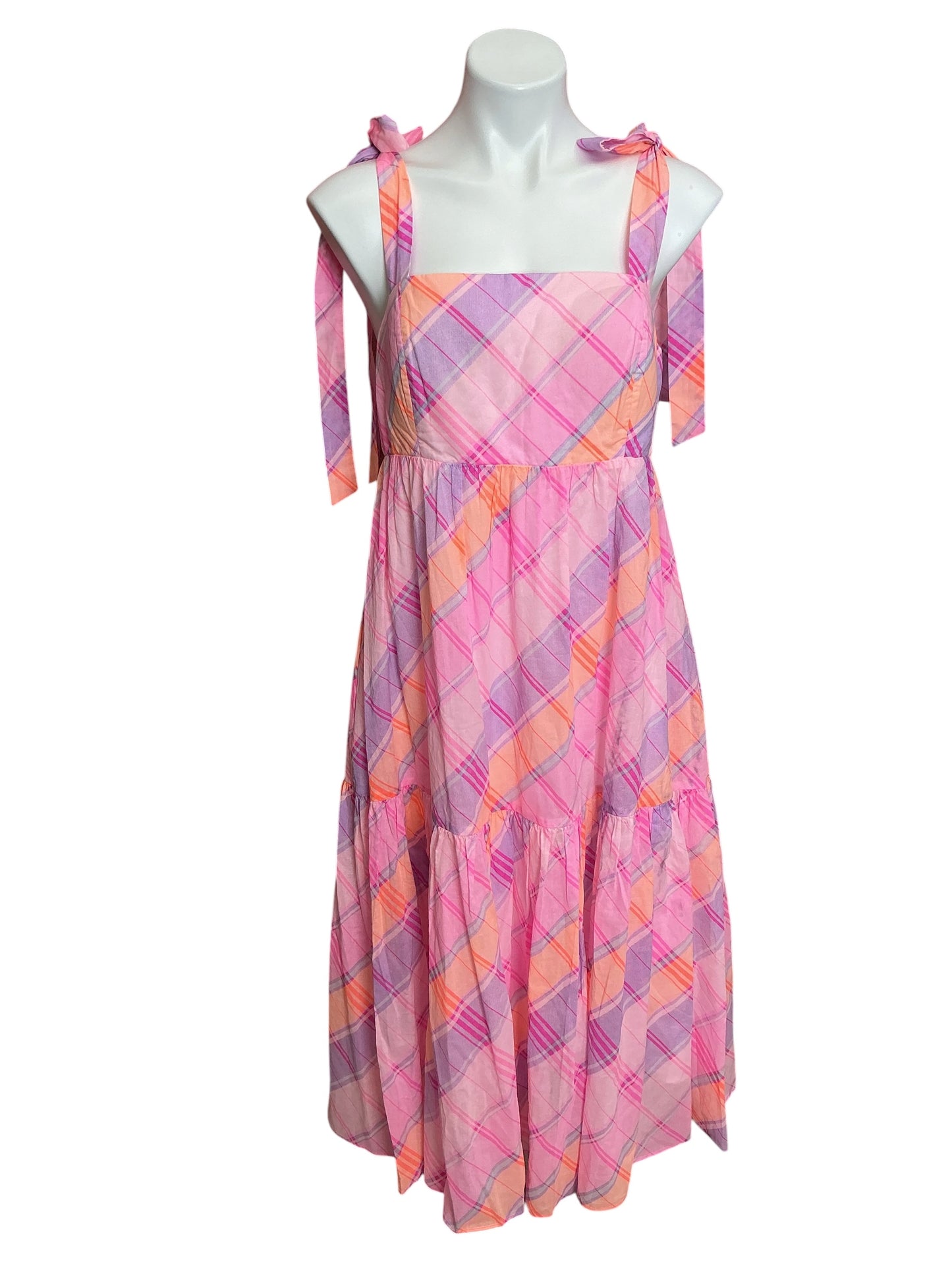 Lilly Pulitzer Anlee Maxi Dress Pink Isle Madras Plaid - Size 8