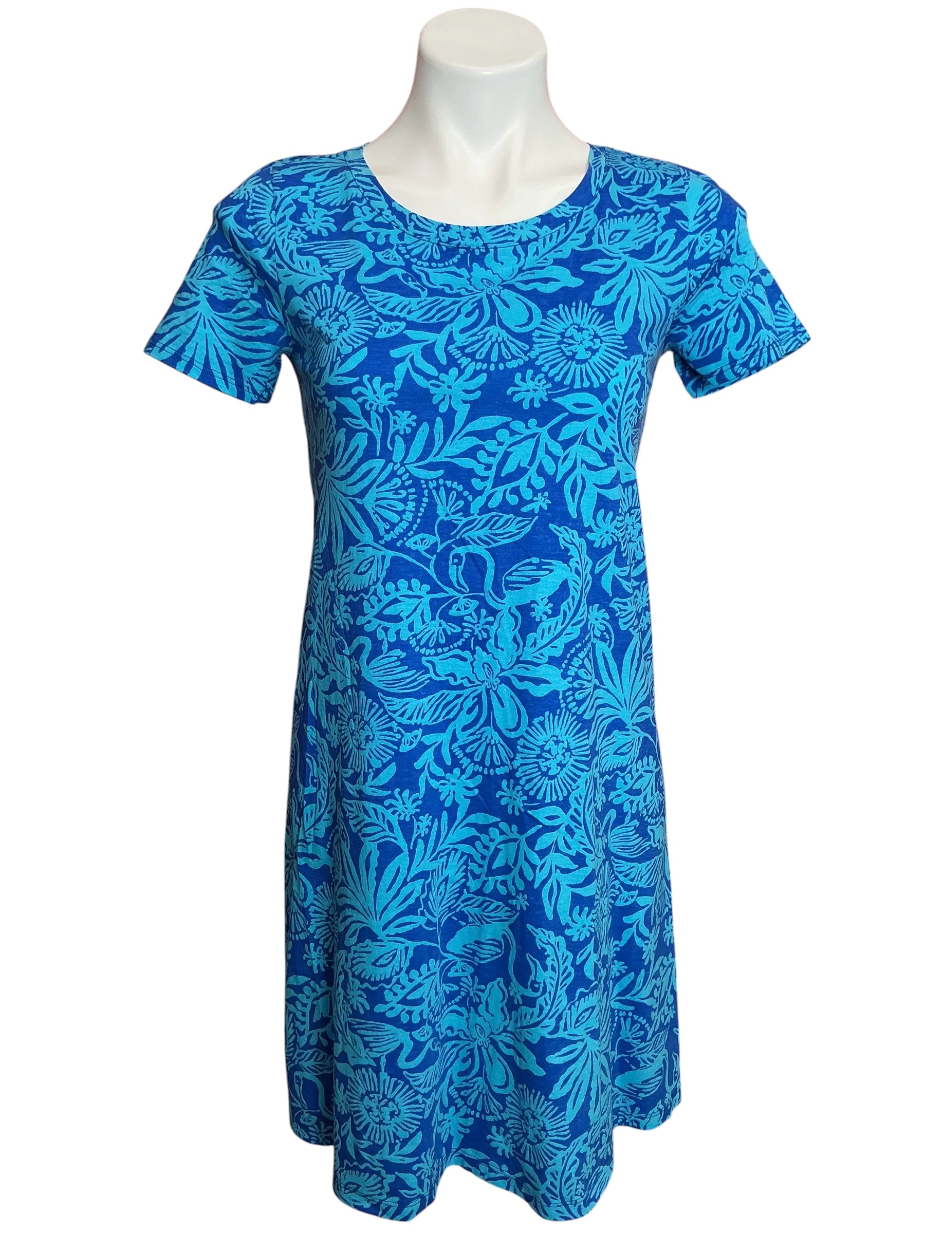 Lilly Pulitzer Cody Short Sleeve Dress Martinique Blue Jungle Oasis - Size XS