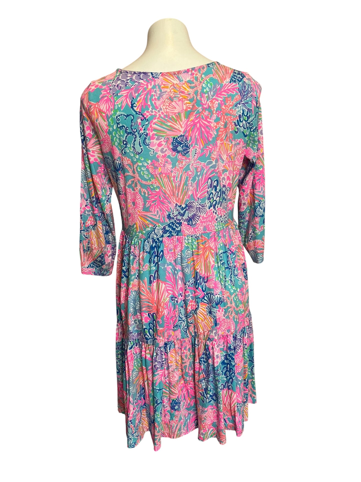 Lilly Pulitzer Geanna 3/4 Sleeve Dress Splendor In The Sand - Size M