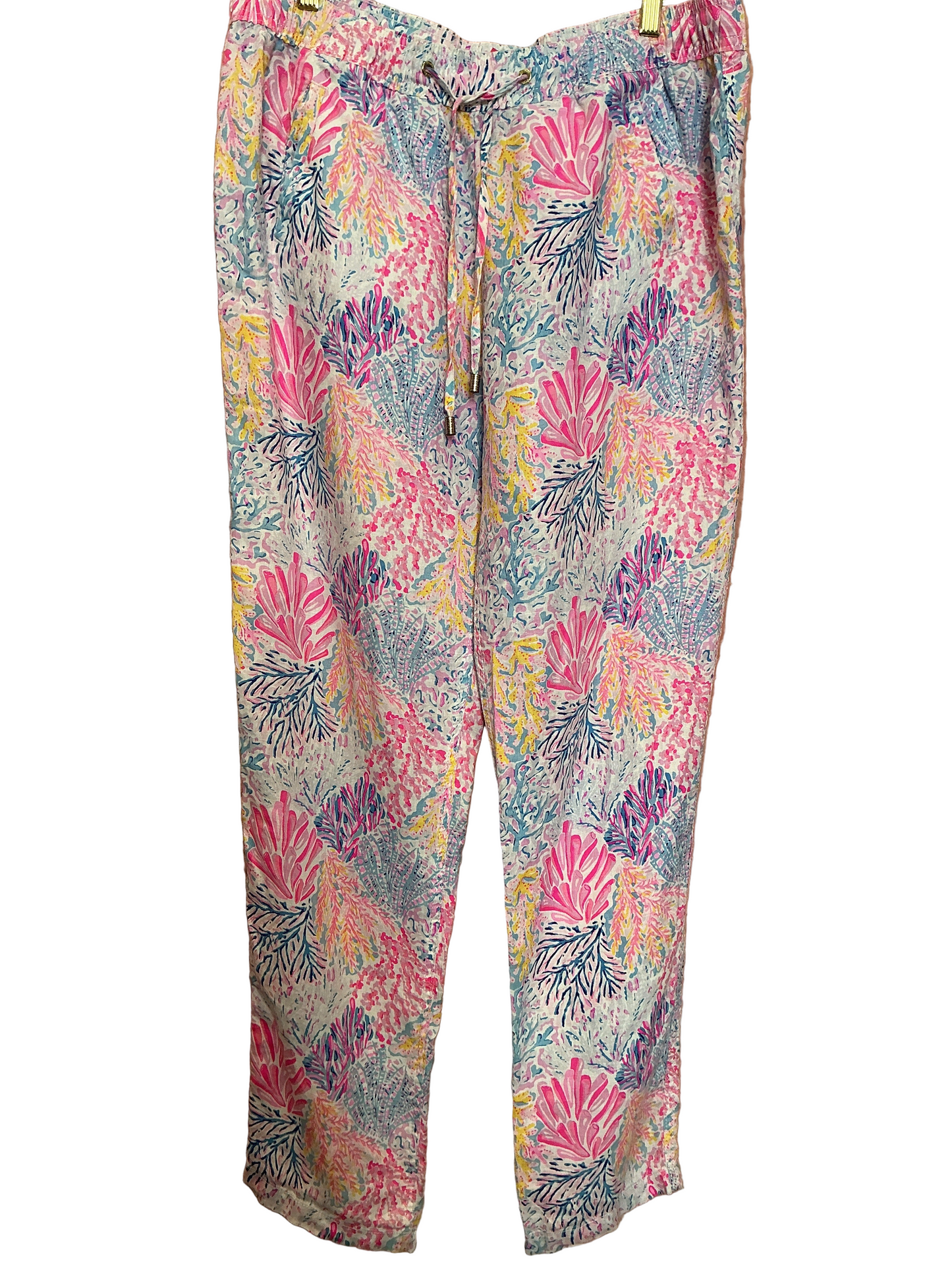 Lilly Pulitzer Taron Mid-Rise Linen Pant Splashdance - Size M